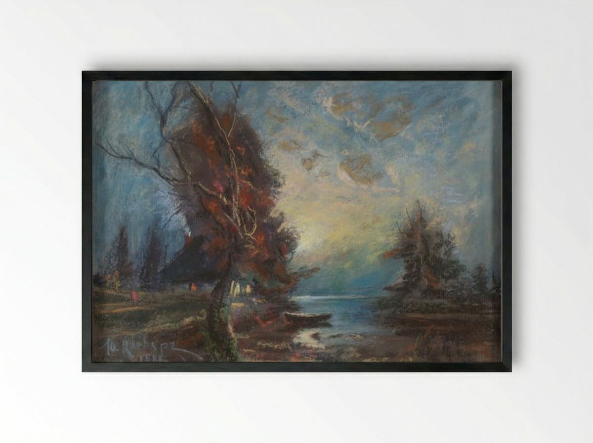 Untitled (Twilight Shoreline) - Julius Sergius von Klever - Framed Print Black