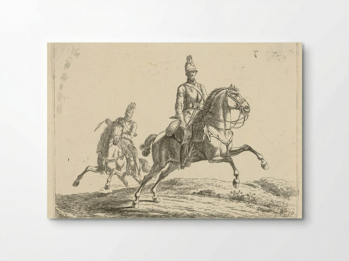 Untitled (Two Soldiers on Horseback, Etching) - Fine Art Print - Poster