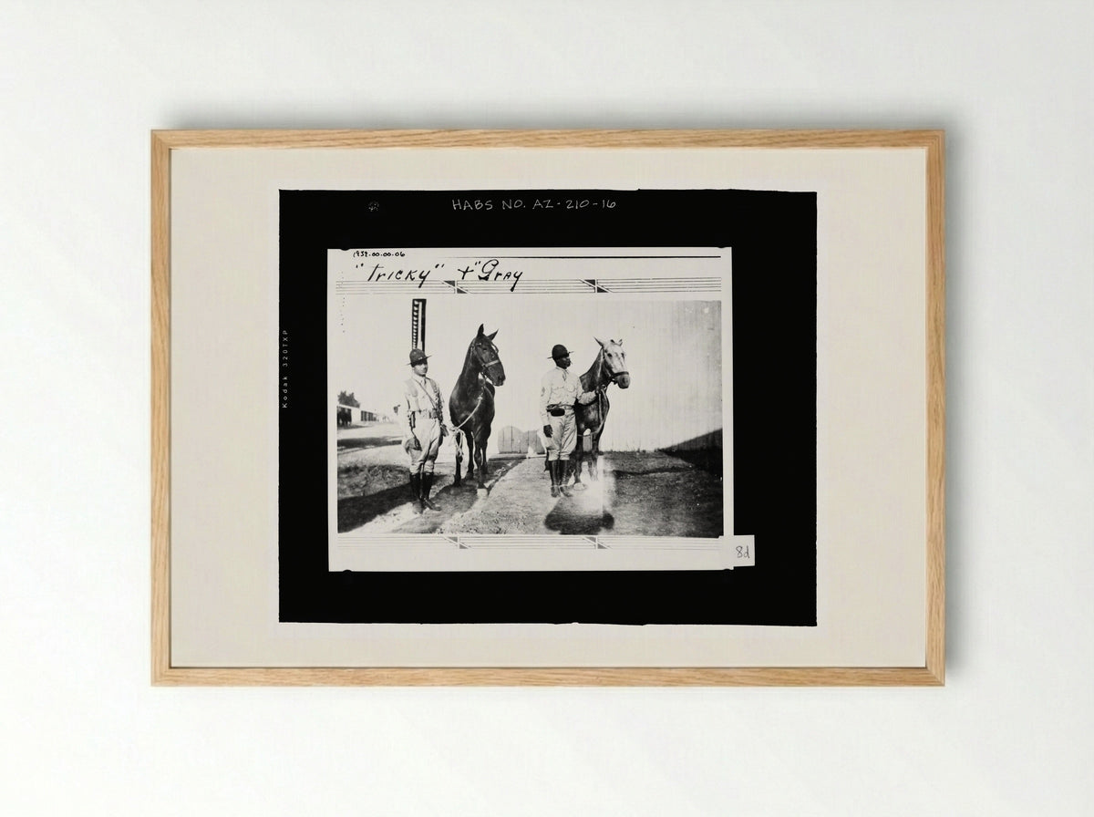 Untitled (Two Soldiers with Horses, Photographic Archive) - Fine Art Print - Framed Print Wood