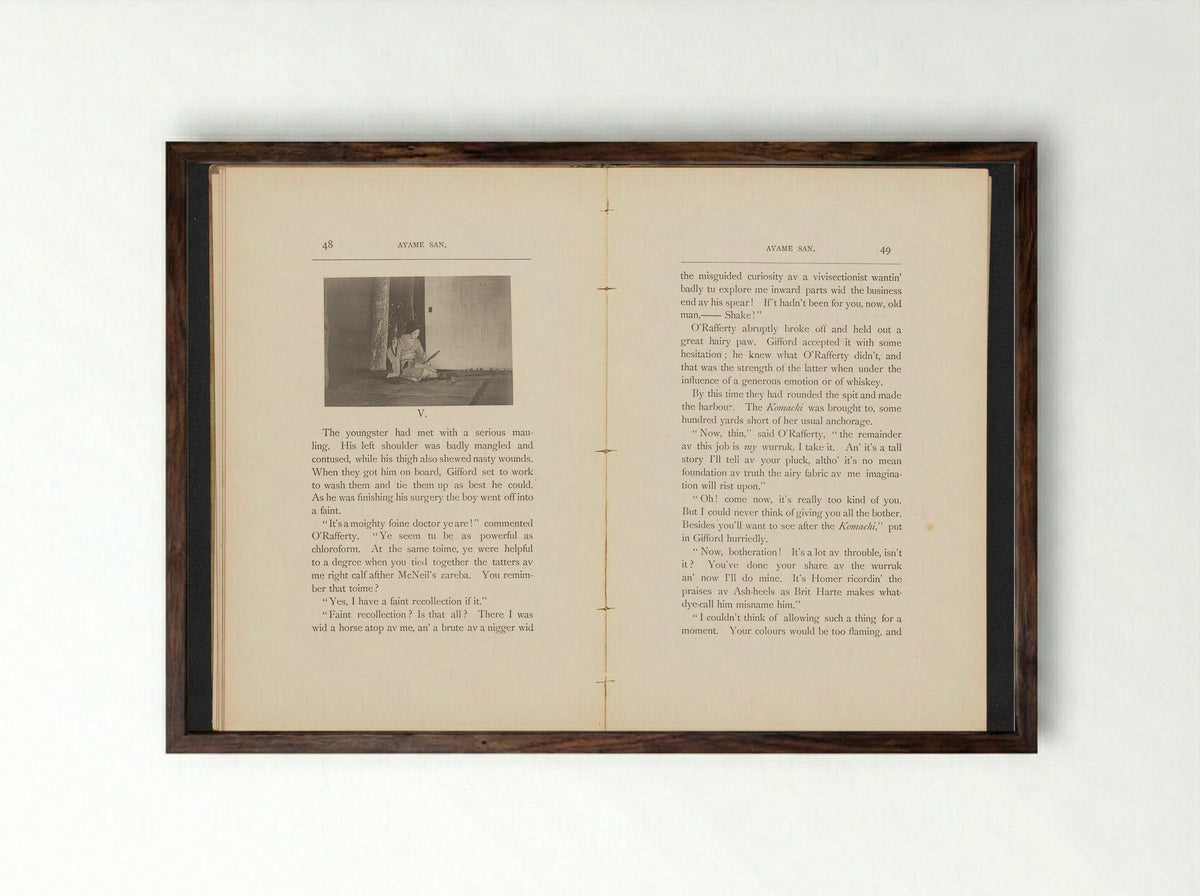 Untitled (Woman Seated with a Koto) - Kazumasa Ogawa - Framed Print Dark Wood