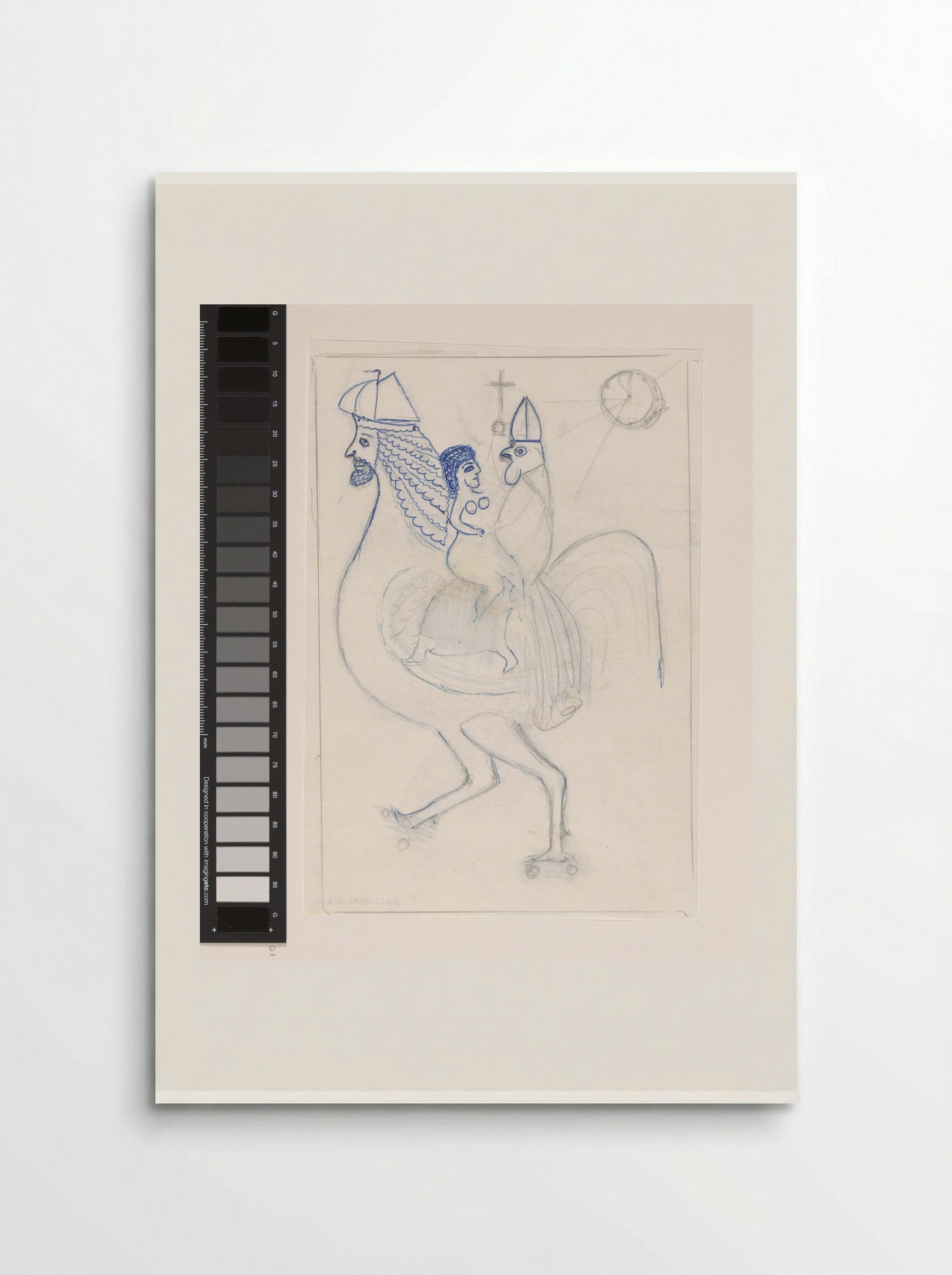 Untitled (Woman and Rooster with Mitre on a Fantastic Creature) - Willem Westbroek - Poster