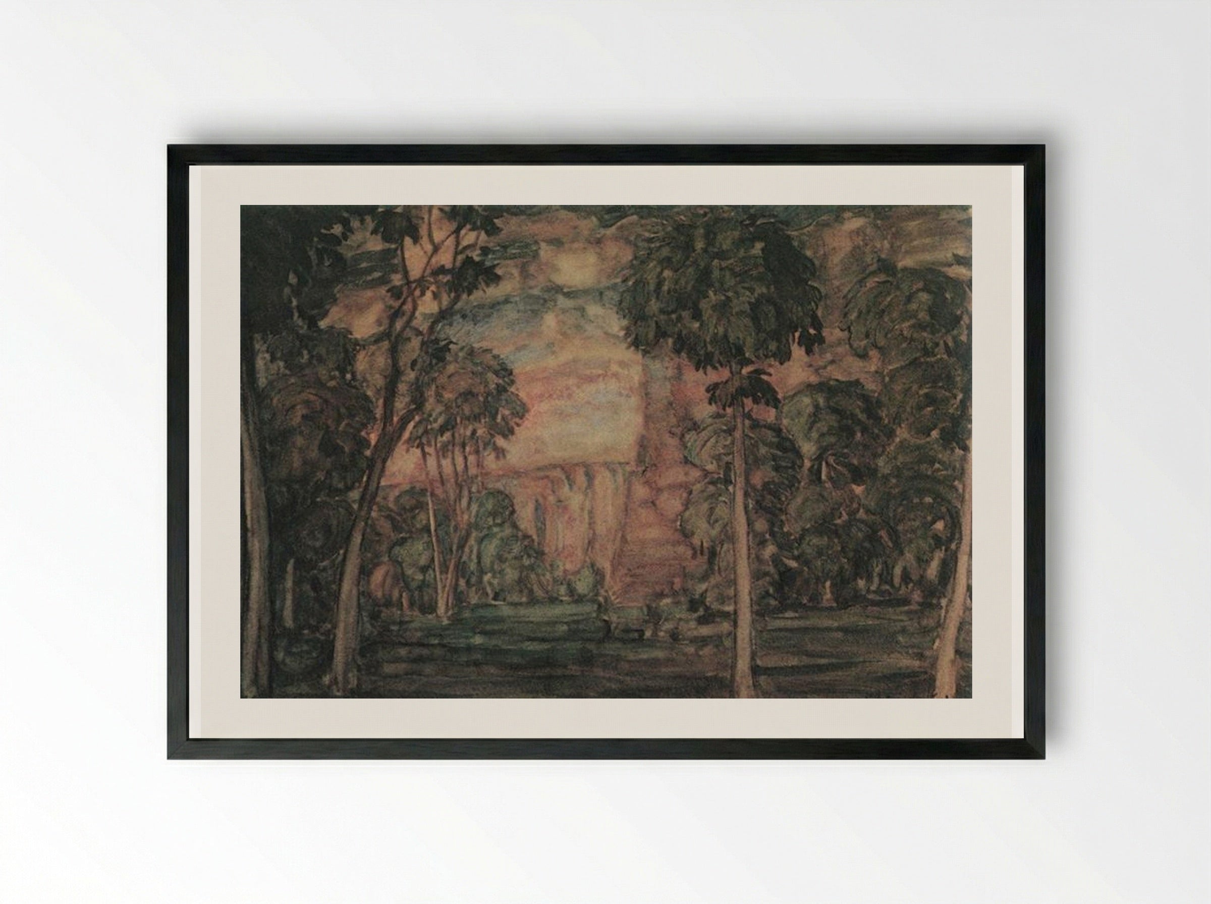 Untitled (Wooded Landscape) - Konstantin Bogaevsky - Framed Print Black