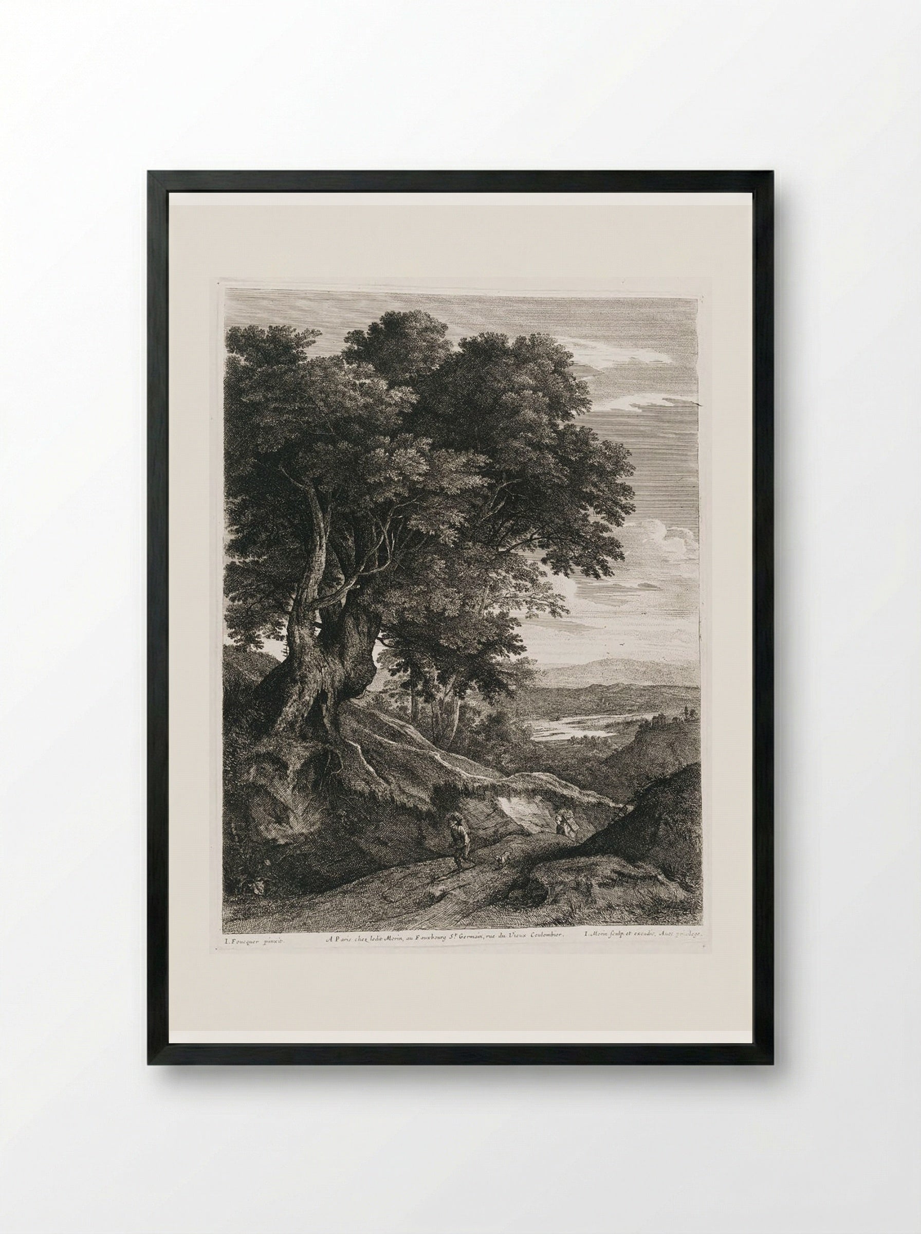 Untitled (Wooded Path with Figures) - Jean Morin - Framed Print Black