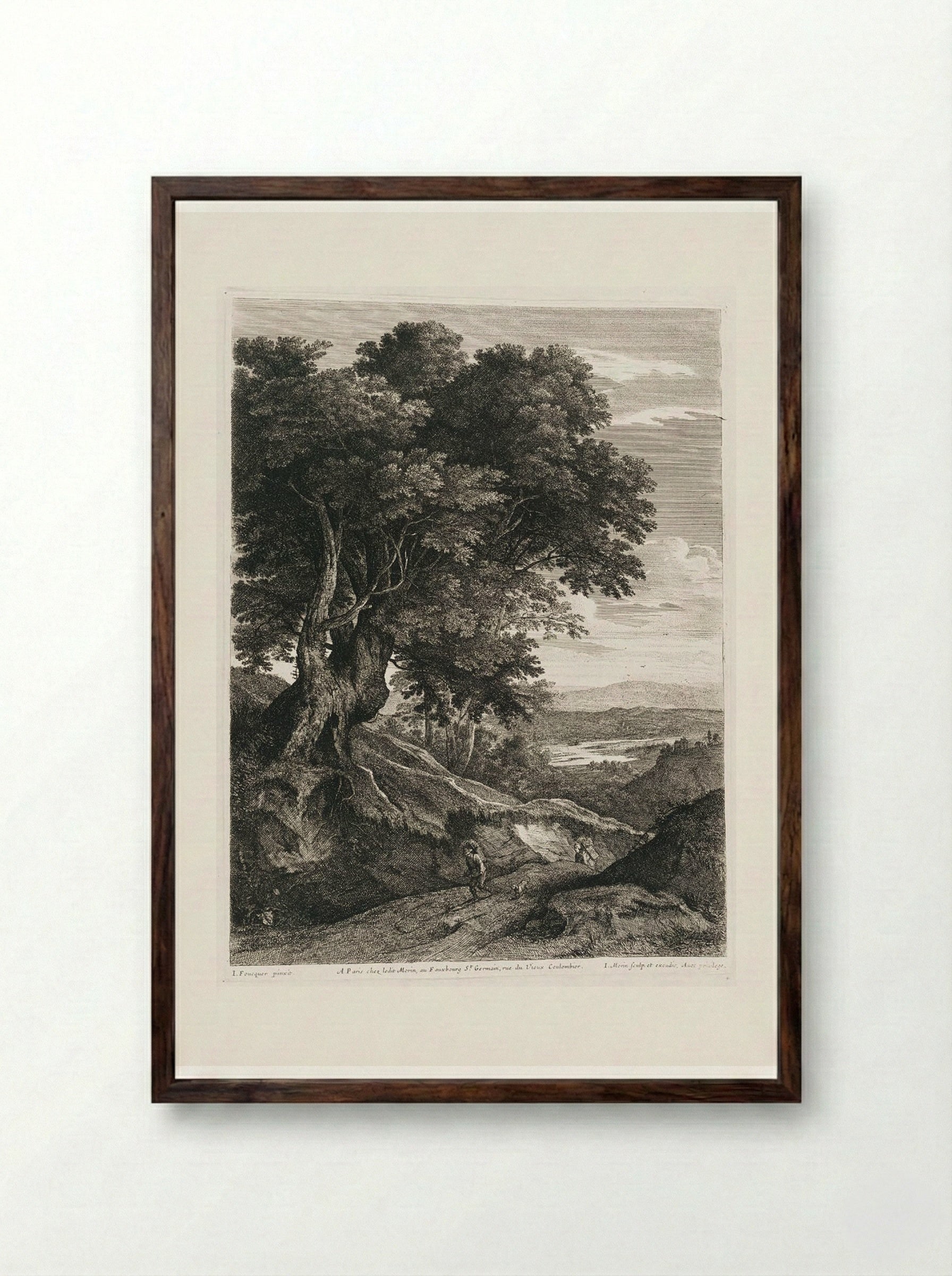 Untitled (Wooded Path with Figures) - Jean Morin - Framed Print Dark Wood