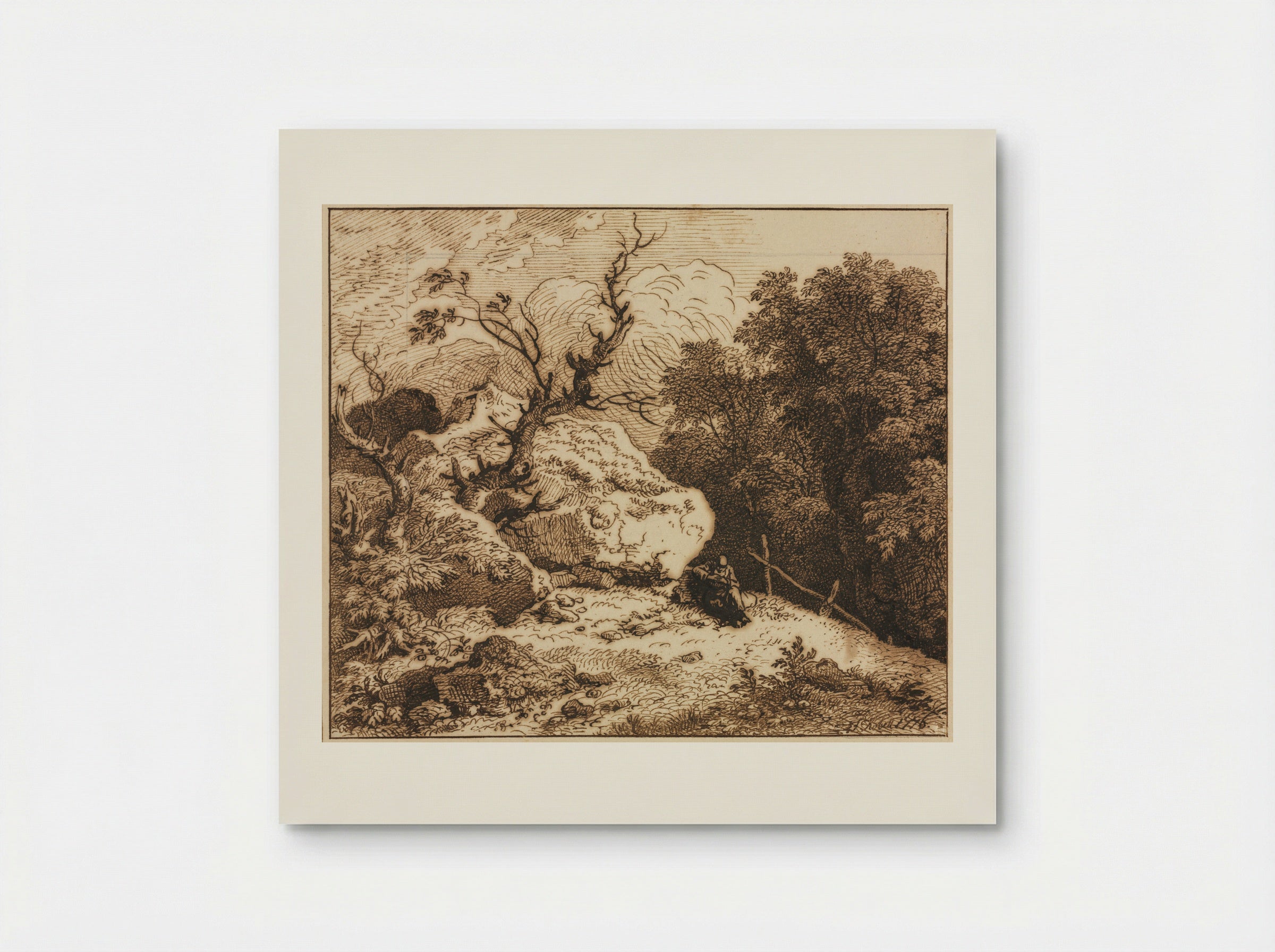 Untitled (Wooded Scene with Seated Figure) - Ferdinand Kobell - Poster