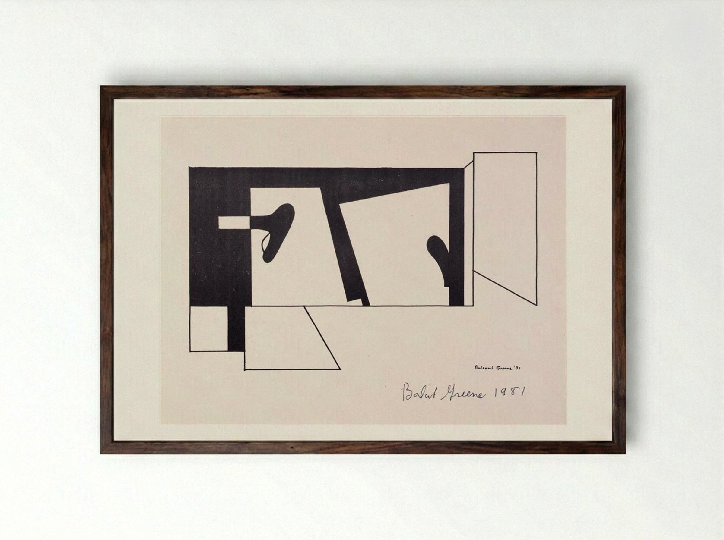 Untitled (from the American Abstract Artists portfolio) - Balcomb Greene - Framed Print Dark Wood