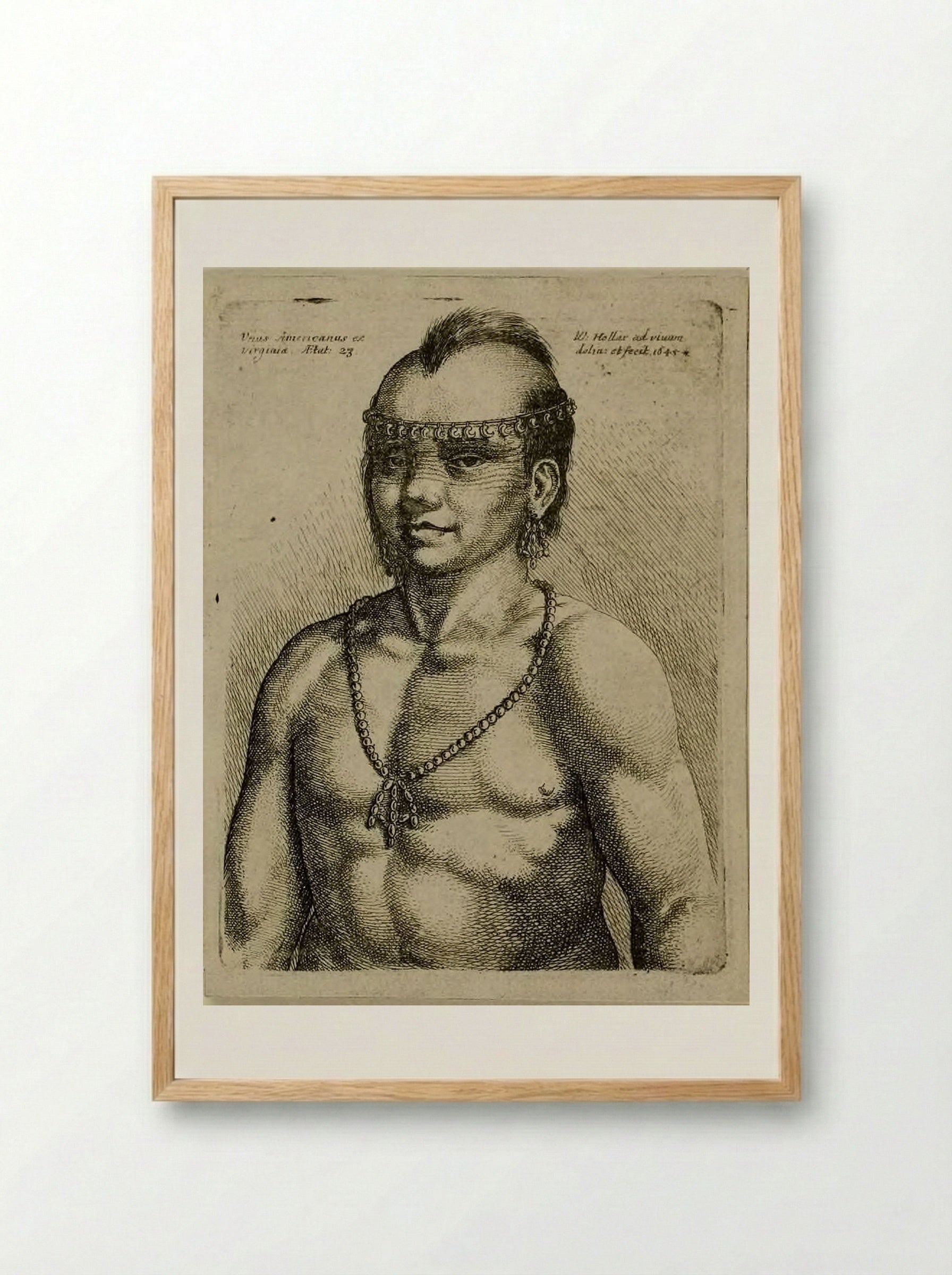 Unus Americanus ex Virginia - Wenceslaus Hollar - Framed Print Wood