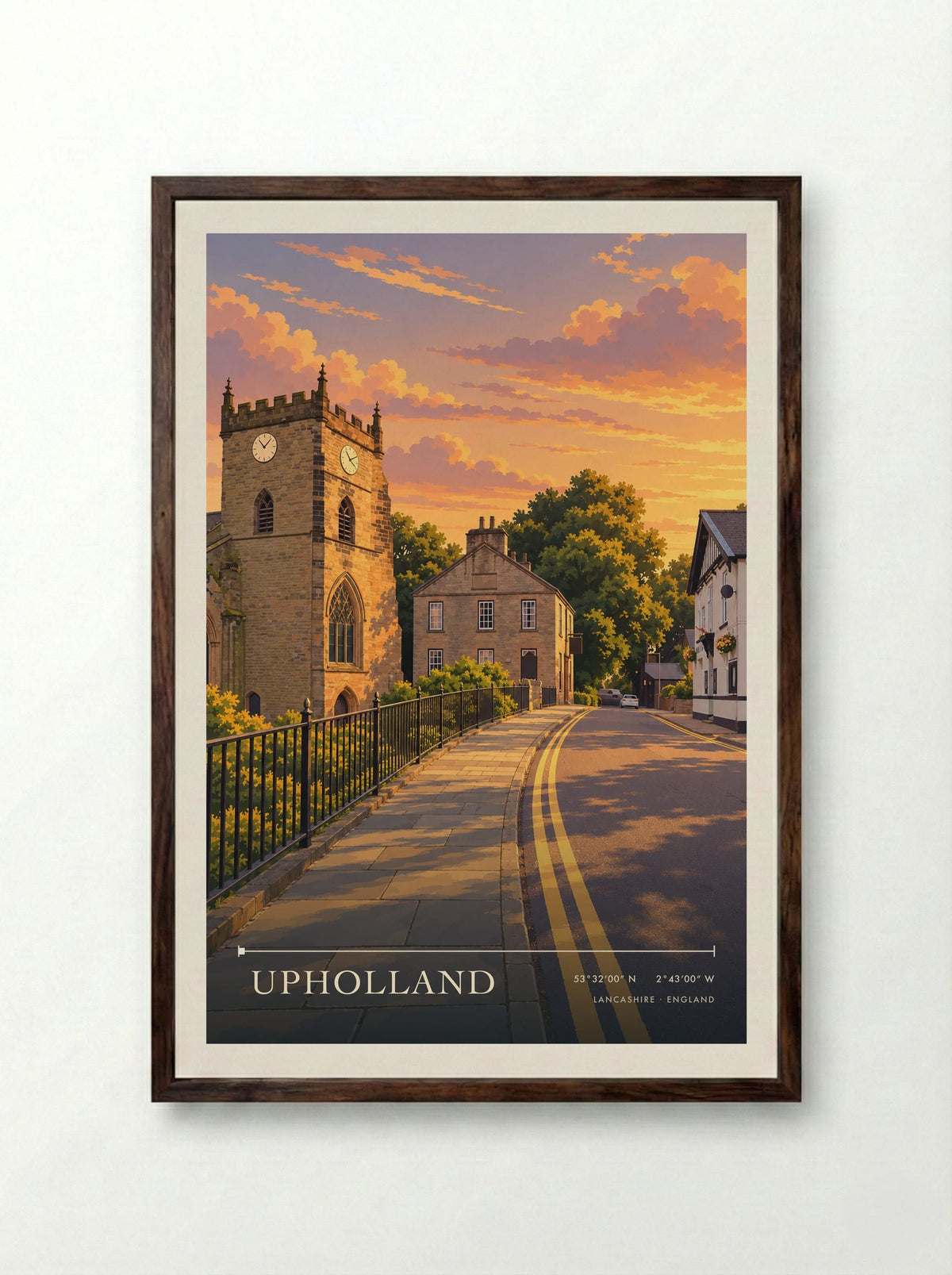 Upholland, Lancashire | Travel Poster - Framed Print Dark Wood