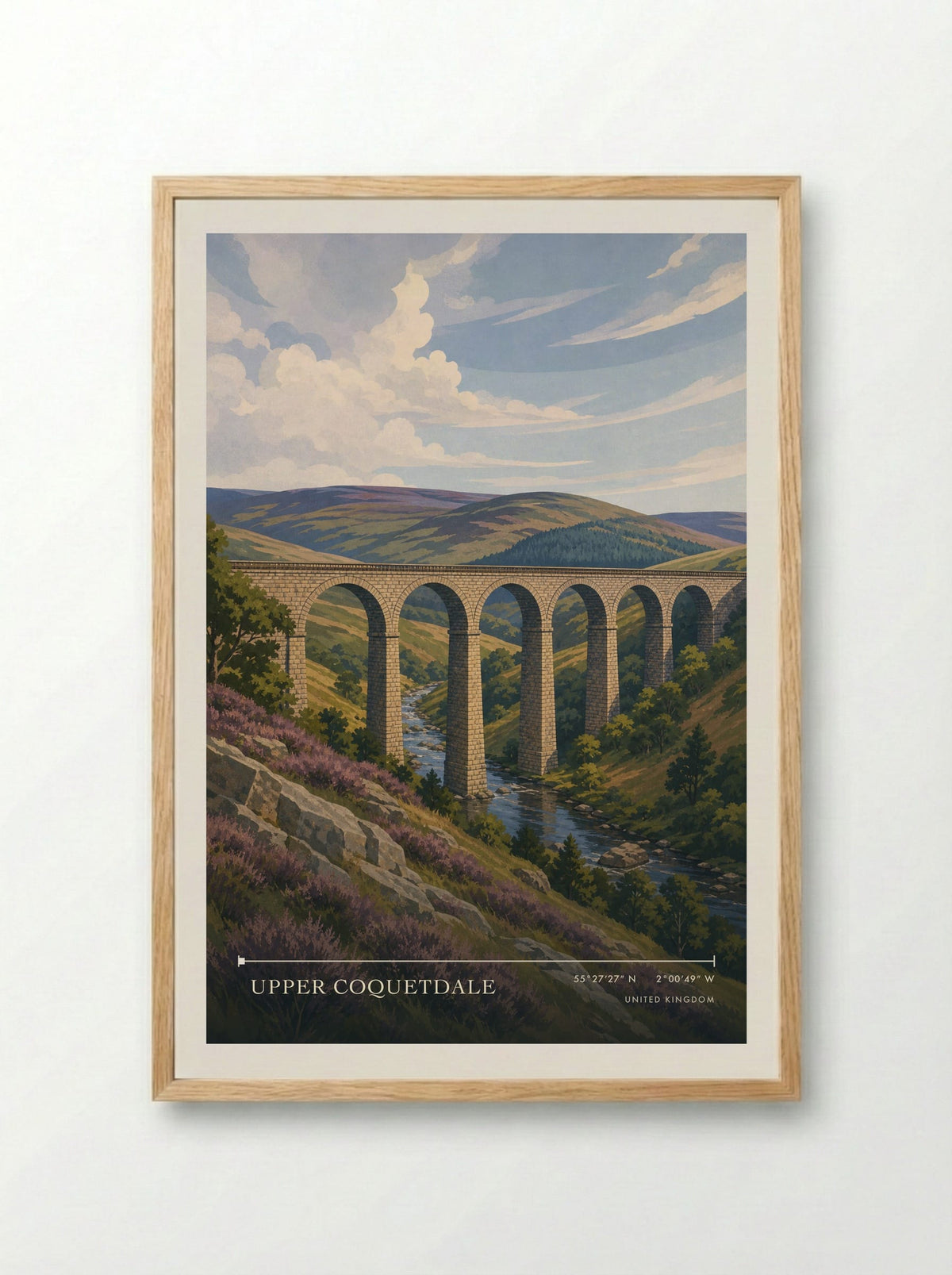 Upper Coquetdale United Kingdom Travel Poster - Framed Print Wood
