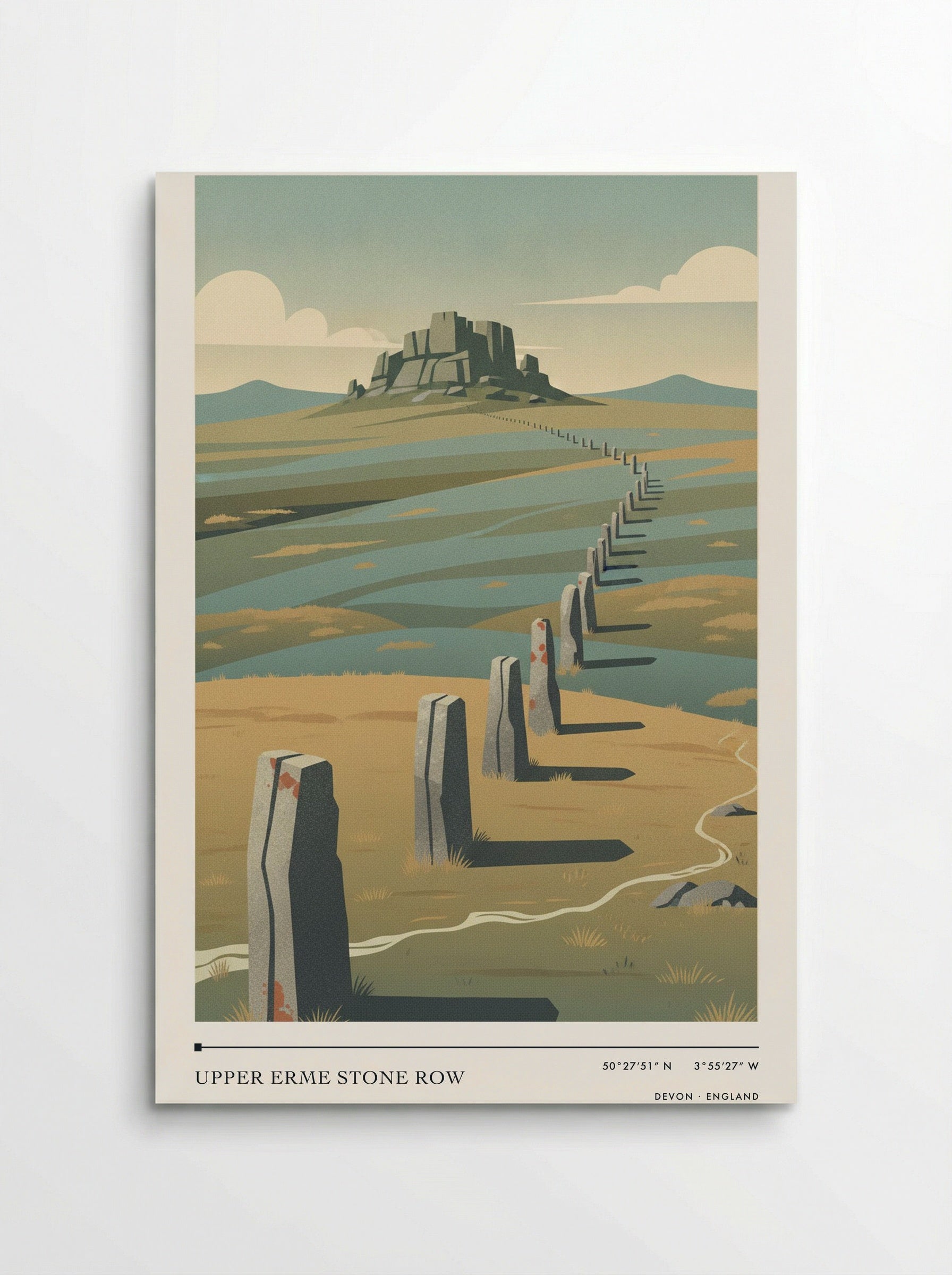 Upper Erme Stone Row Devon England Travel Poster - Poster