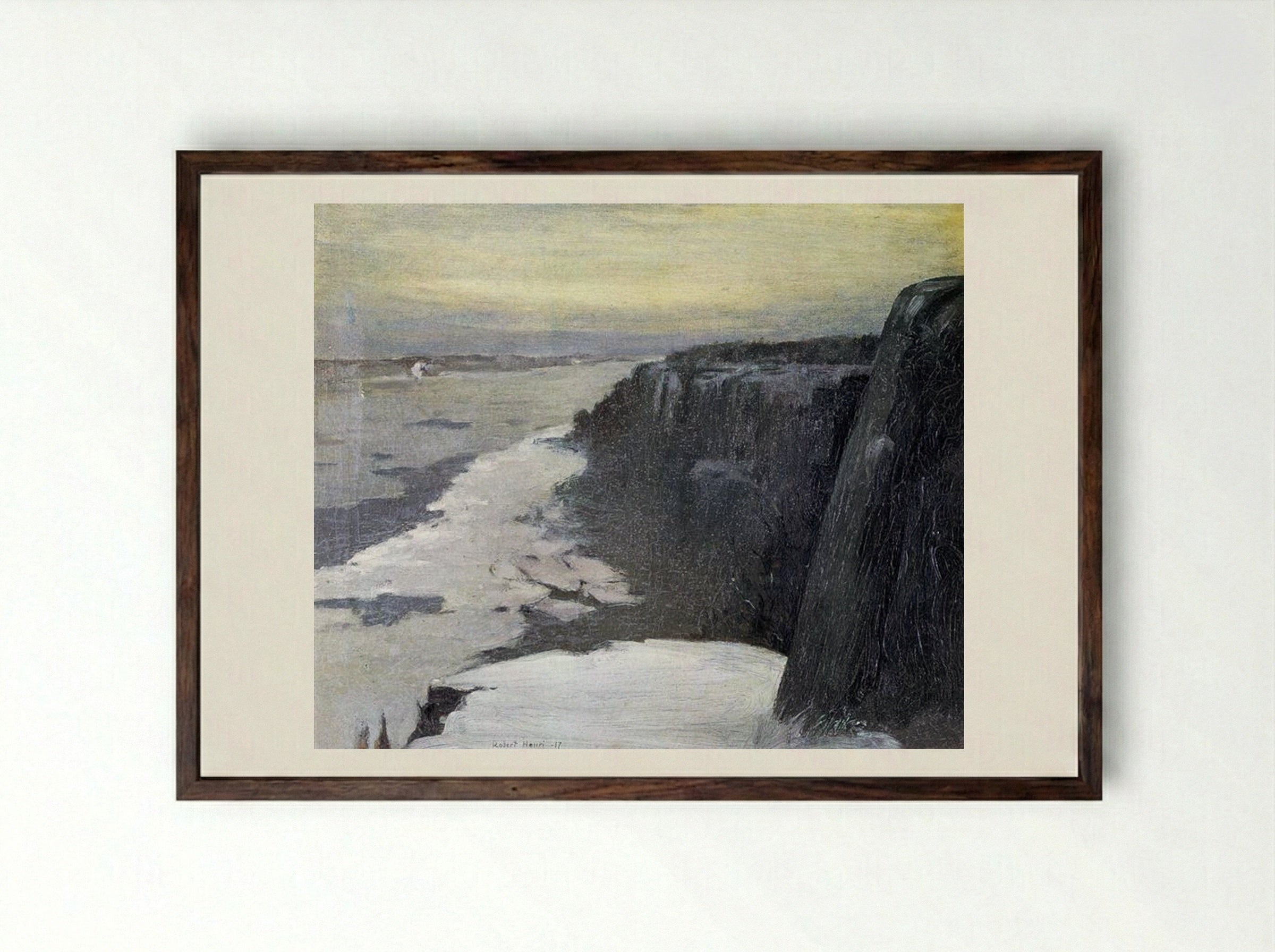Upper Hudson - Robert Henri - Framed Print Dark Wood