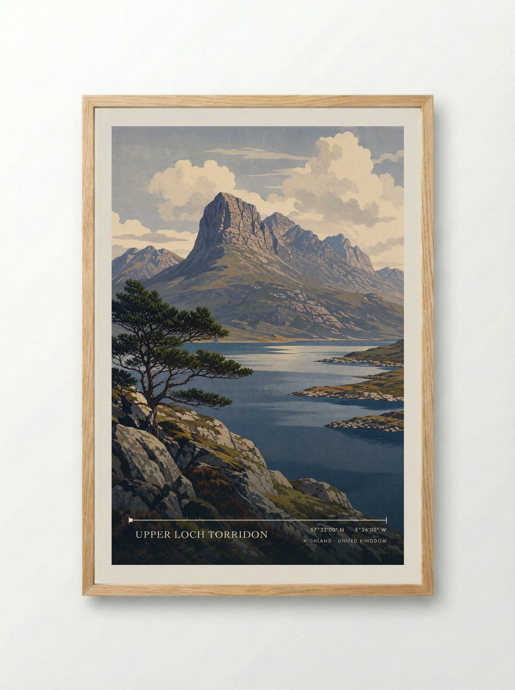 Upper Loch Torridon Highland United Kingdom Travel Poster - Framed Print Wood