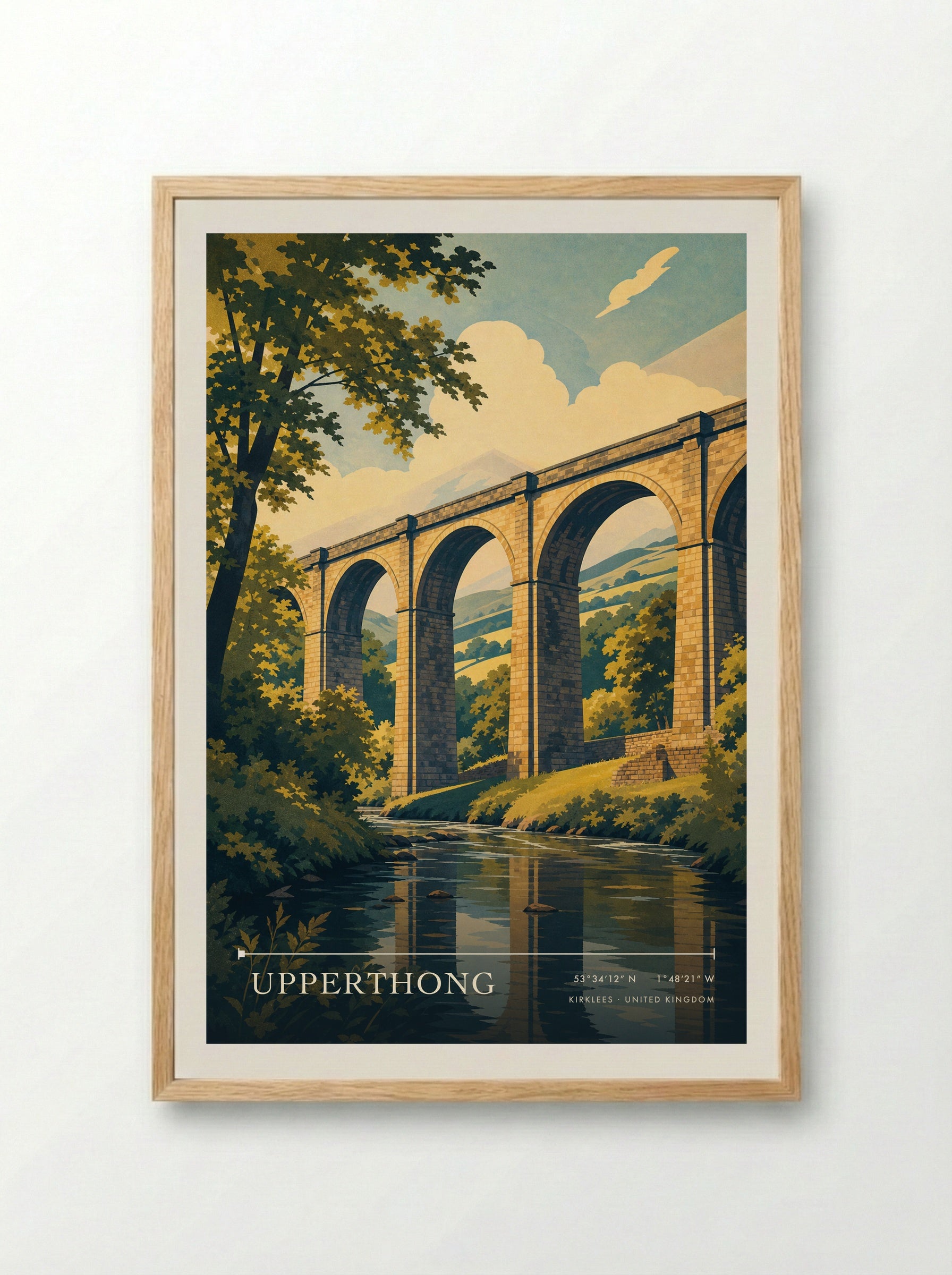 Upperthong Kirklees United Kingdom Travel Poster - Framed Print Wood