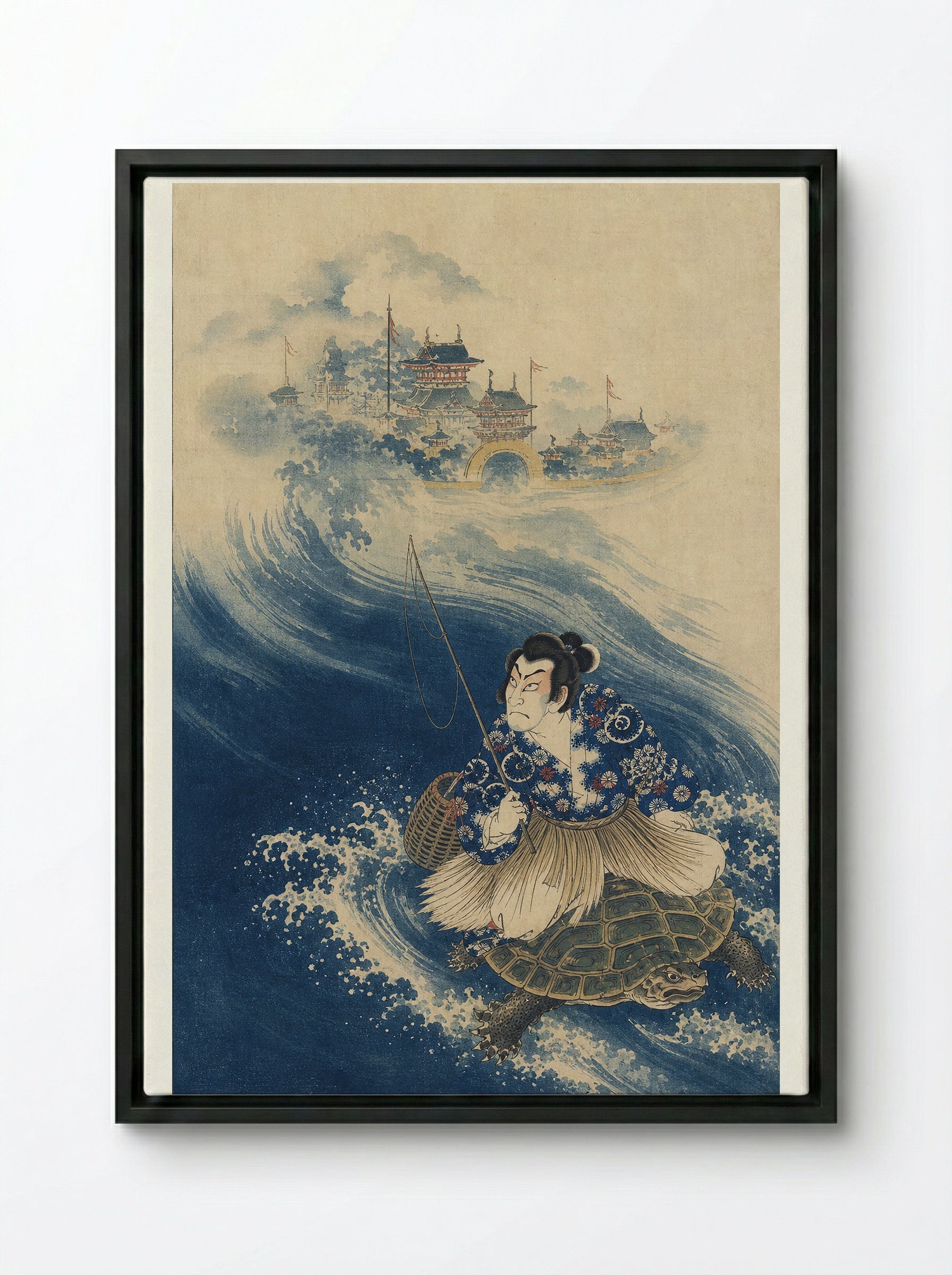 Urashima Taro Beneath the Sea - Framed Canvas Black