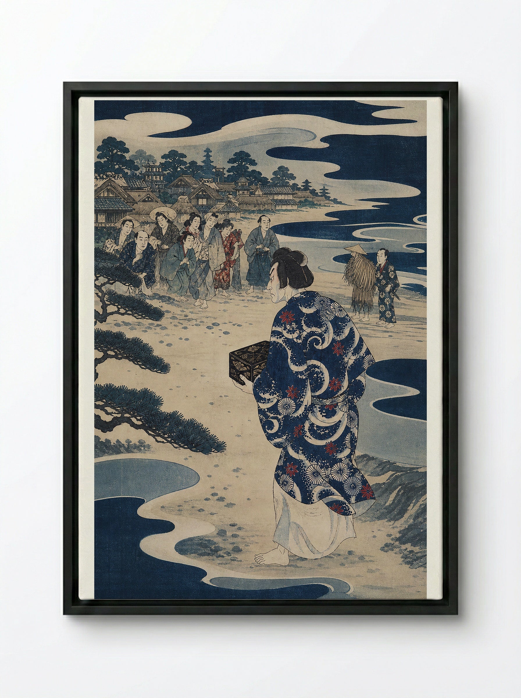 Urashima Taro Returns to an Unfamiliar Shore - Framed Canvas Black