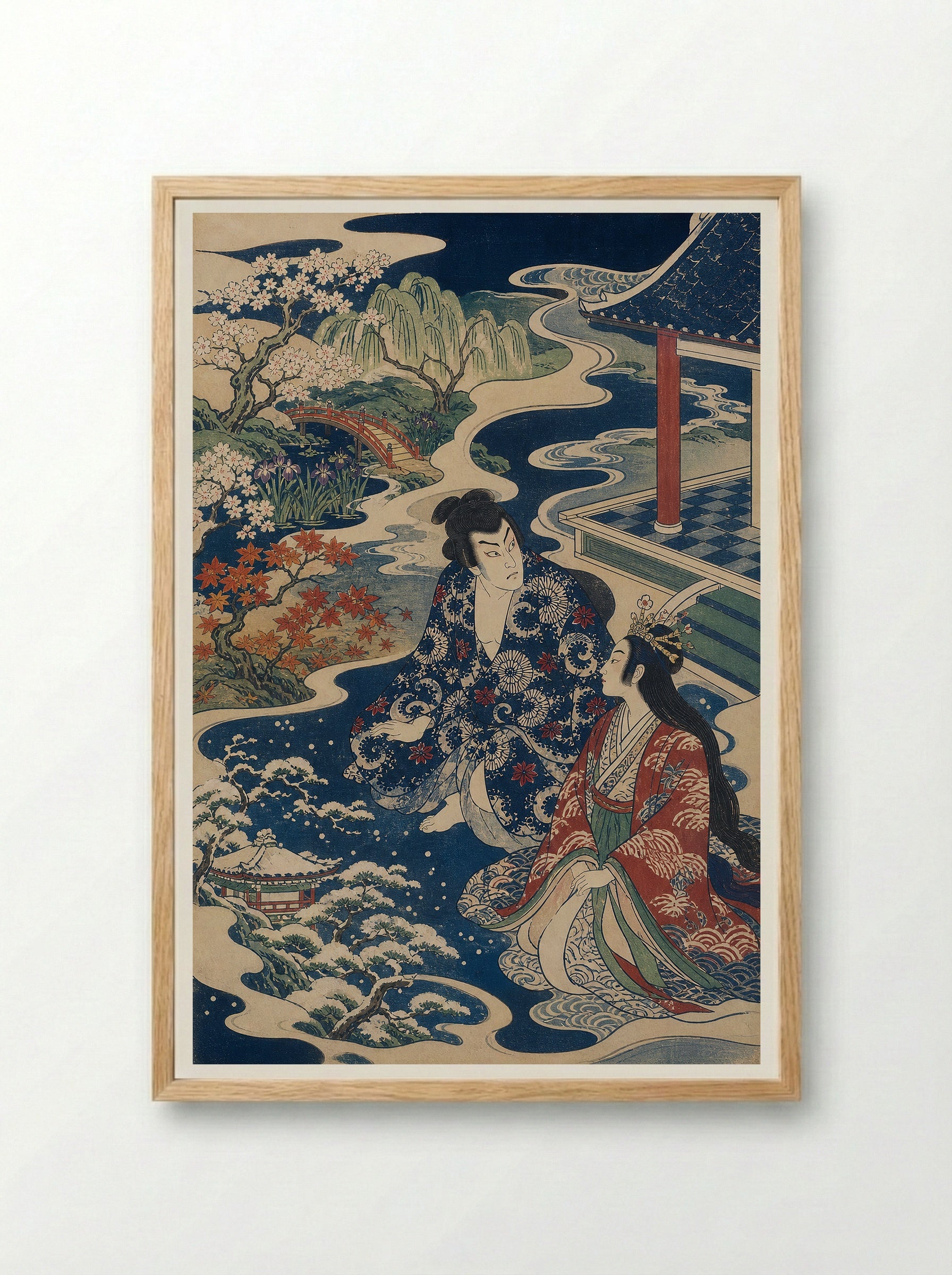 Urashima Taro and the Changing Seasons - Framed Print Wood
