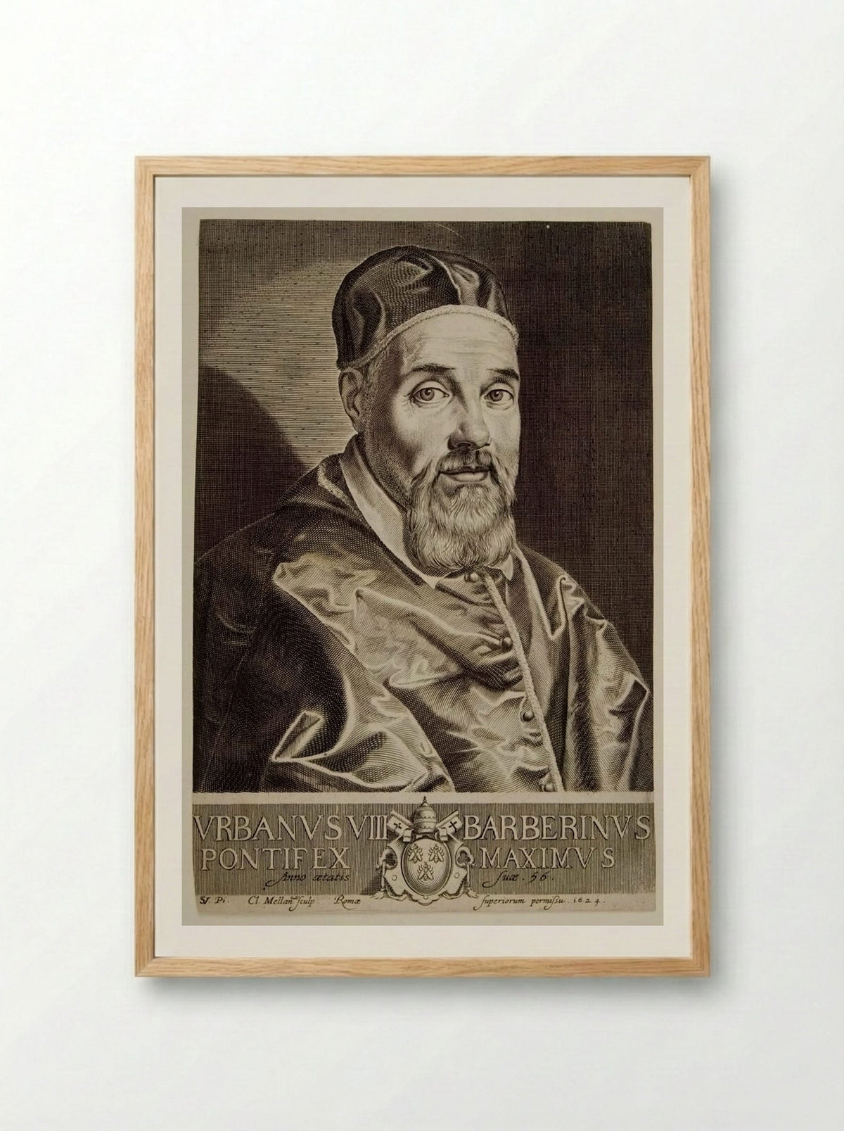 Urban VIII, Maffeo Barberini - Claude Mellan - Framed Print Wood