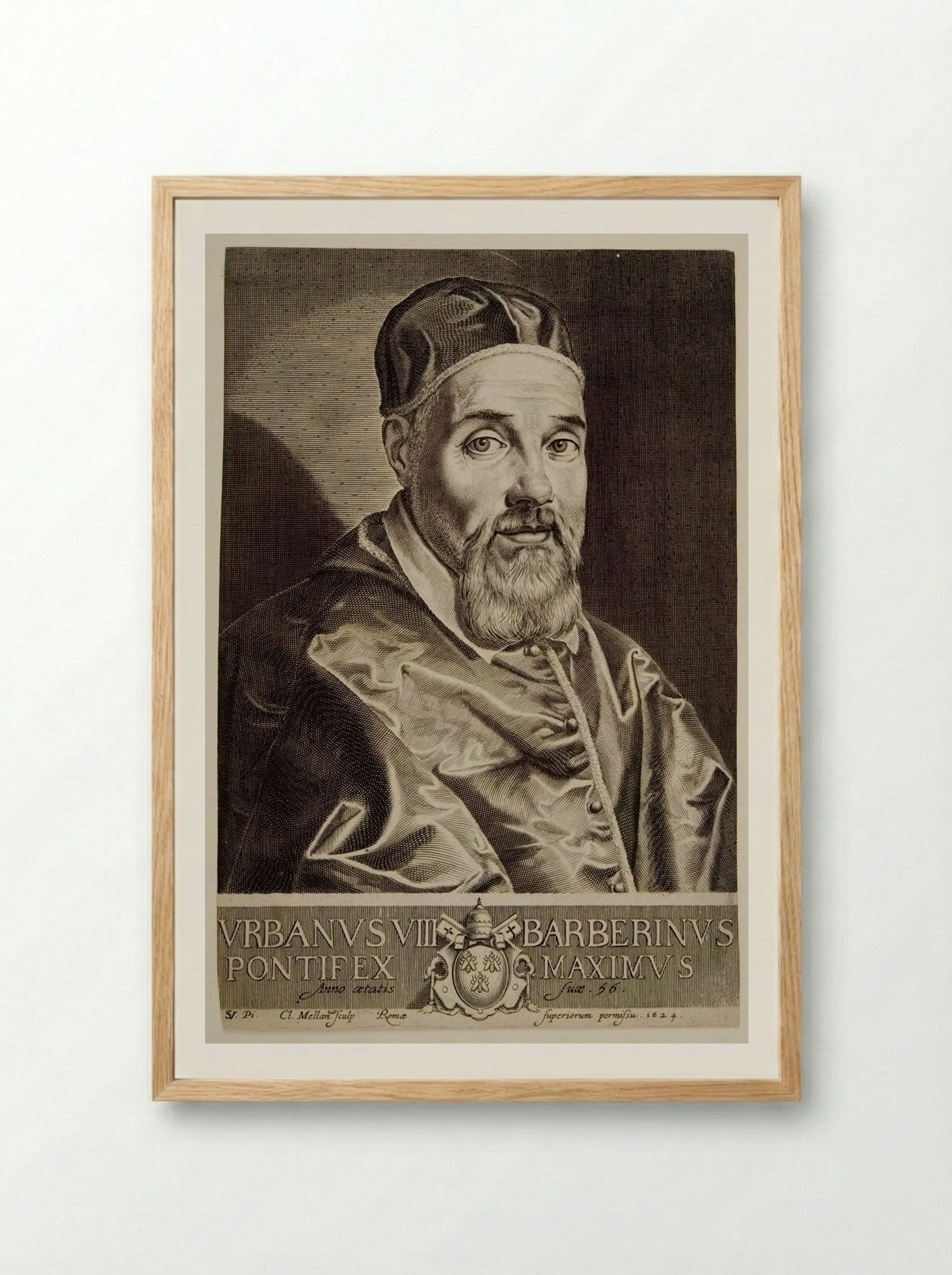 Urban VIII, Maffeo Barberini - Claude Mellan - Framed Print Wood