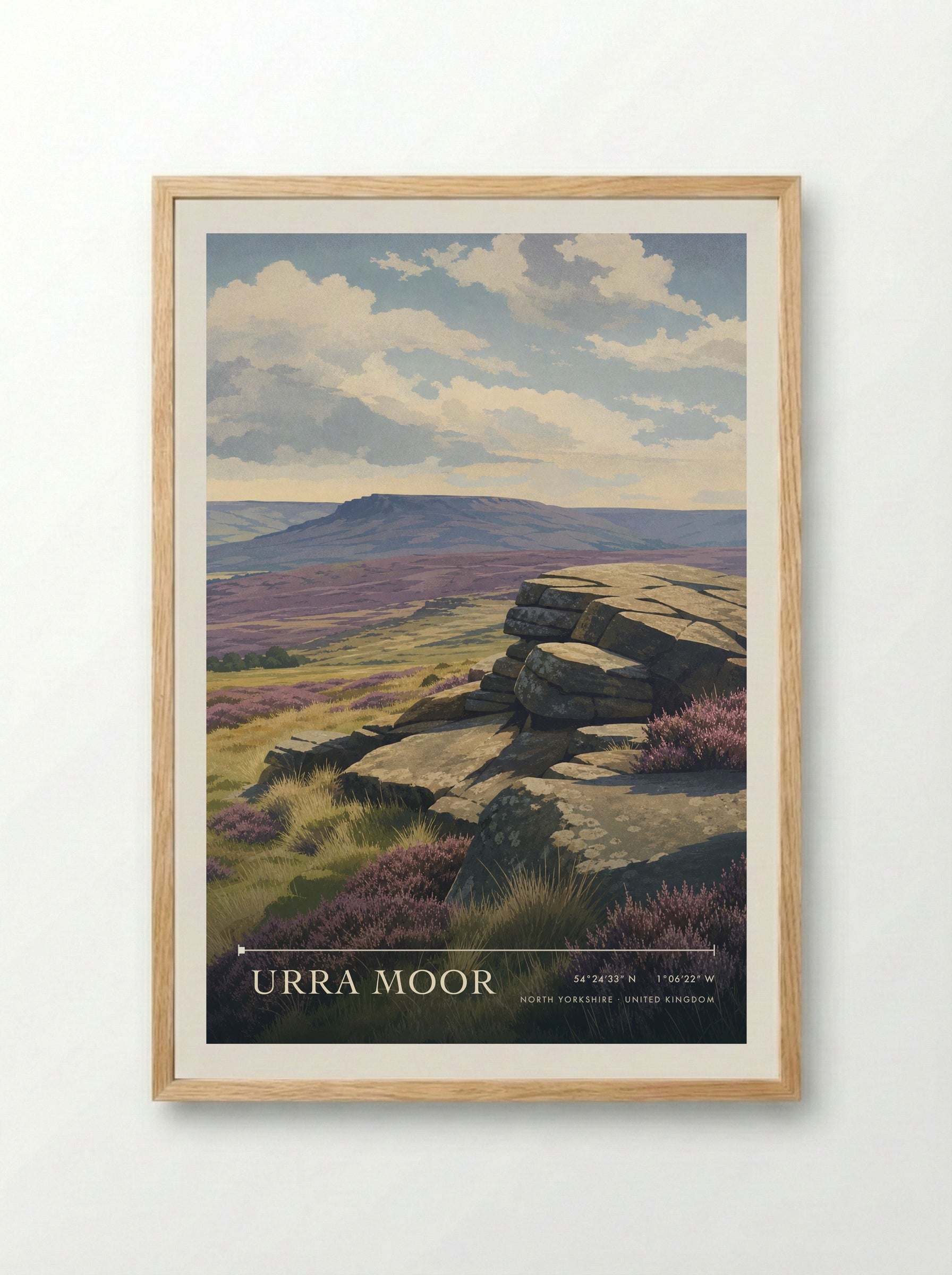 Urra Moor North Yorkshire United Kingdom Travel Poster - Framed Print Wood