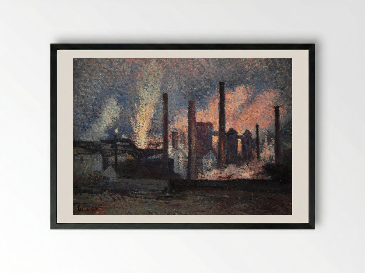 Usines près de Charleroi - Maximilien Luce - Framed Print Black