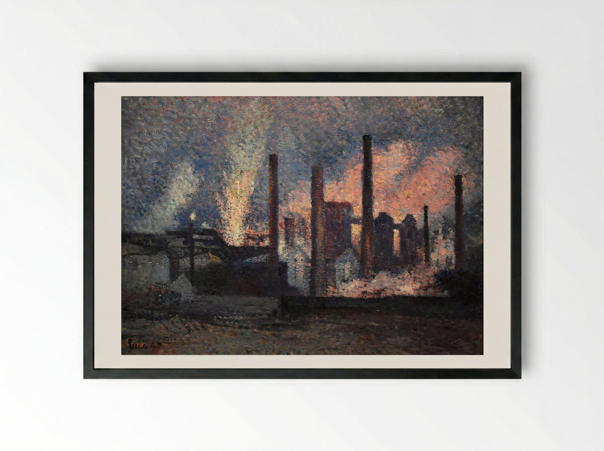 Usines près de Charleroi - Maximilien Luce - Framed Print Black