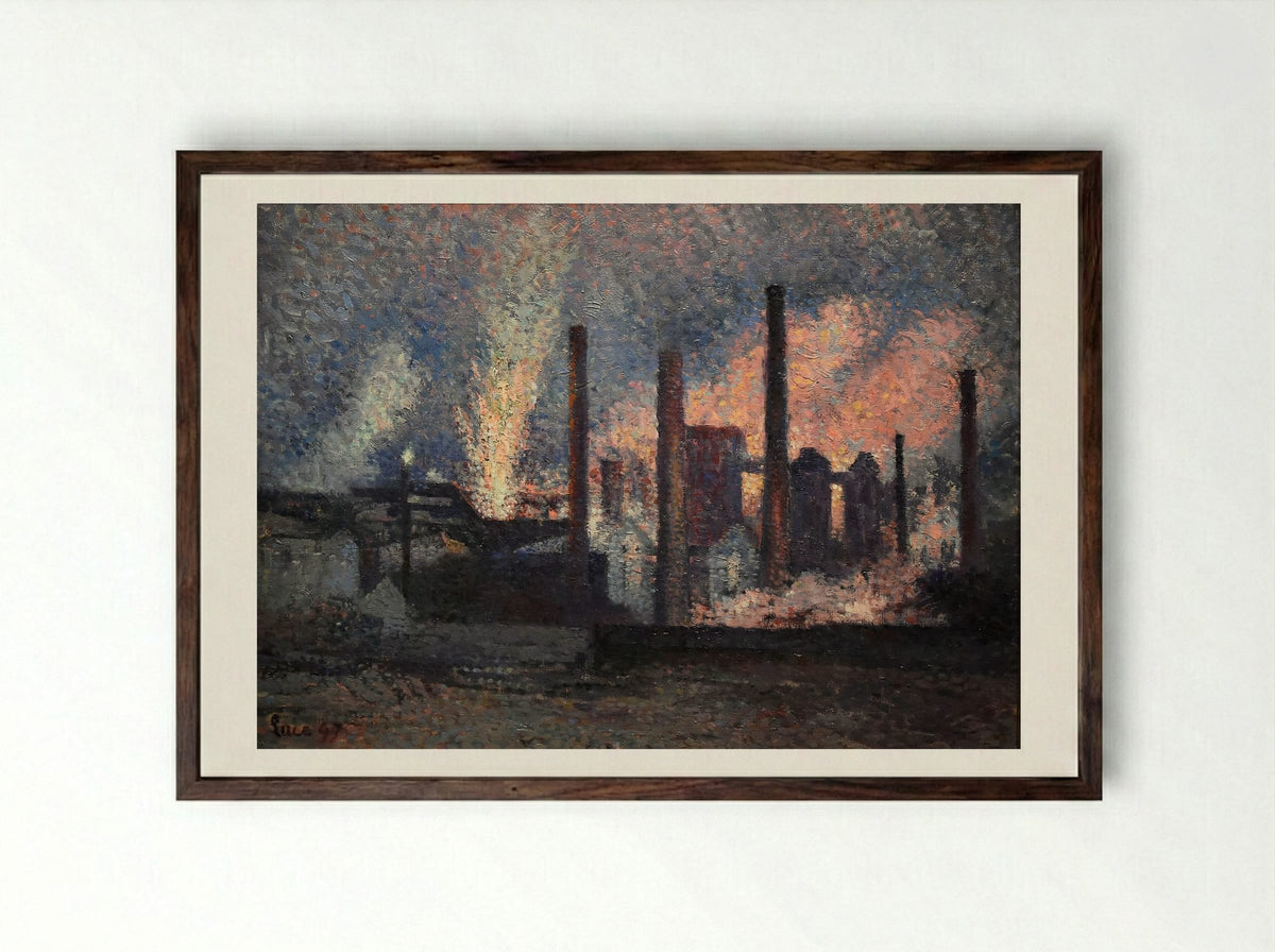 Usines près de Charleroi - Maximilien Luce - Framed Print Dark Wood