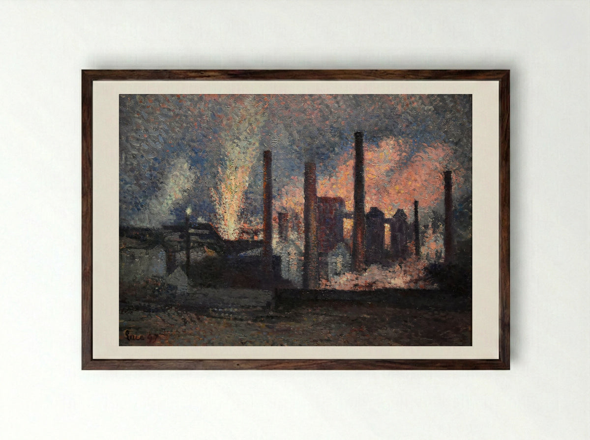 Usines près de Charleroi - Maximilien Luce - Framed Print Dark Wood