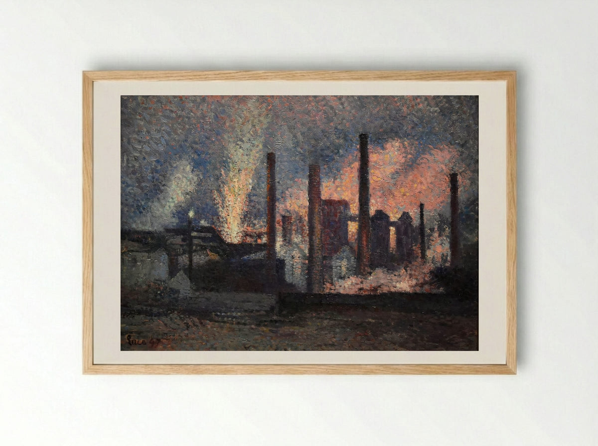 Usines près de Charleroi - Maximilien Luce - Framed Print Wood