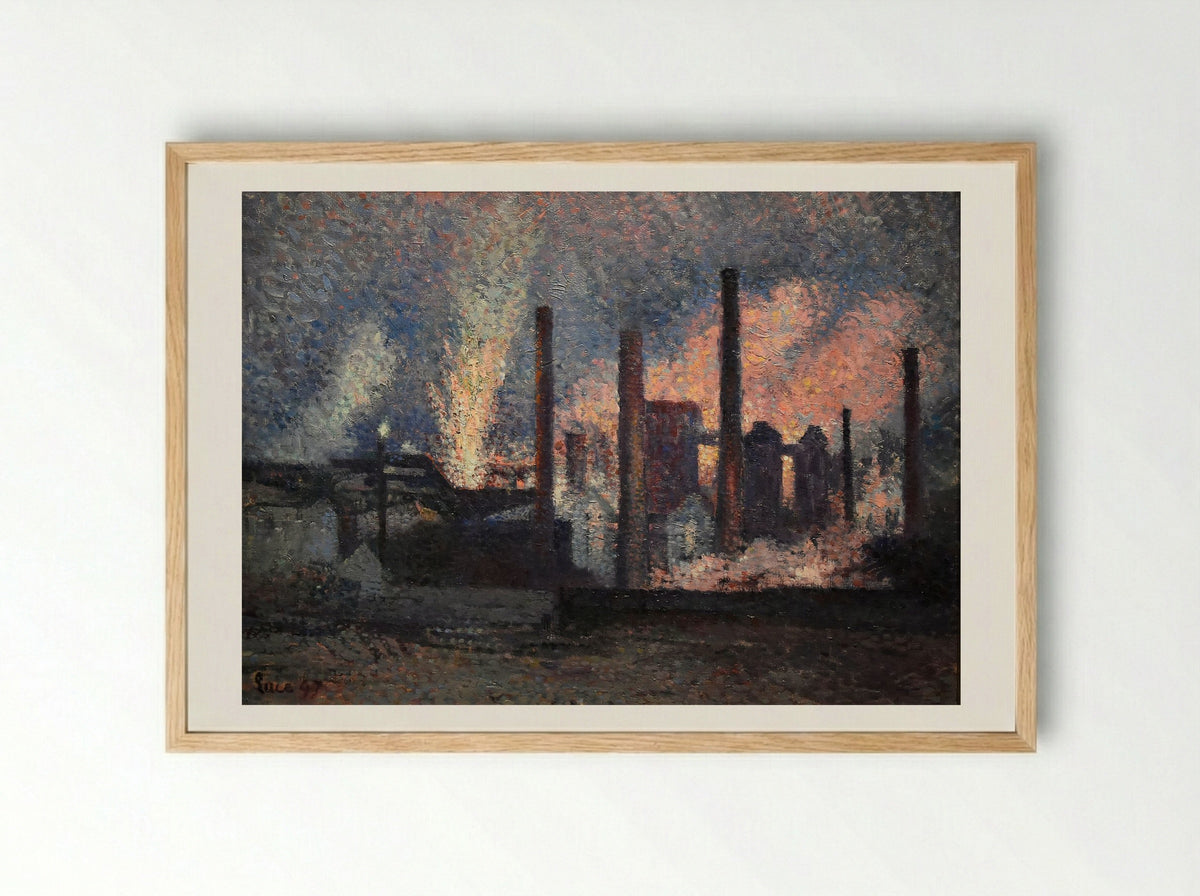 Usines près de Charleroi - Maximilien Luce - Framed Print Wood