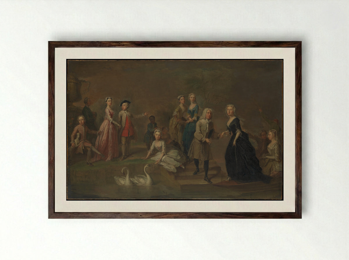 Uvedale Tomkyns Price and Members of His Family - Bartholomew Dandridge - Framed Print Dark Wood