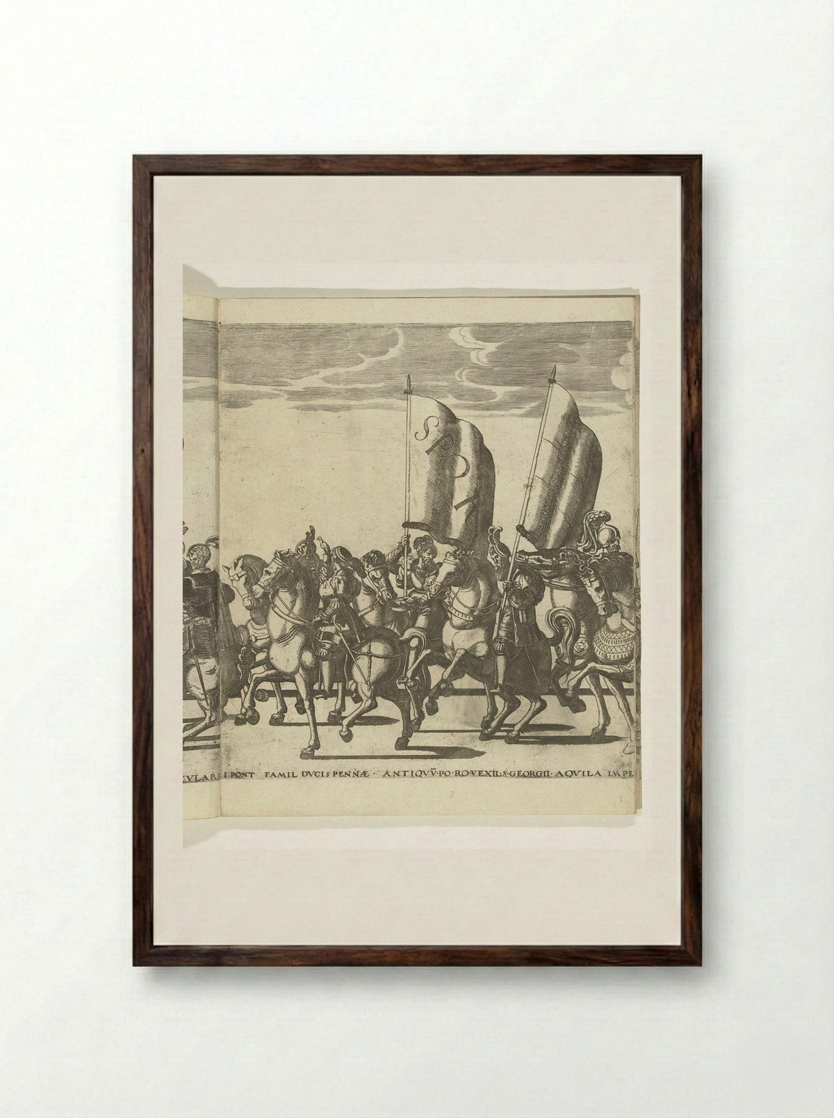 Vaandeldragers SPQR, plaat 7 - Nicolaas Hogenberg - Framed Print Dark Wood