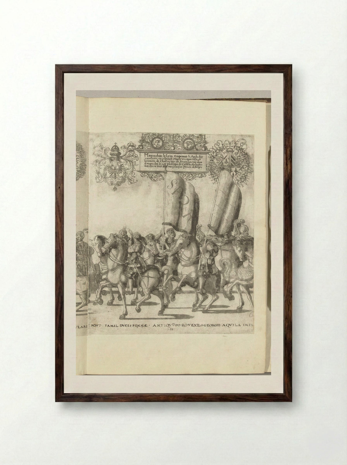 Vaandeldragers SPQR, plaat H - Nicolaas Hogenberg - Framed Print Dark Wood