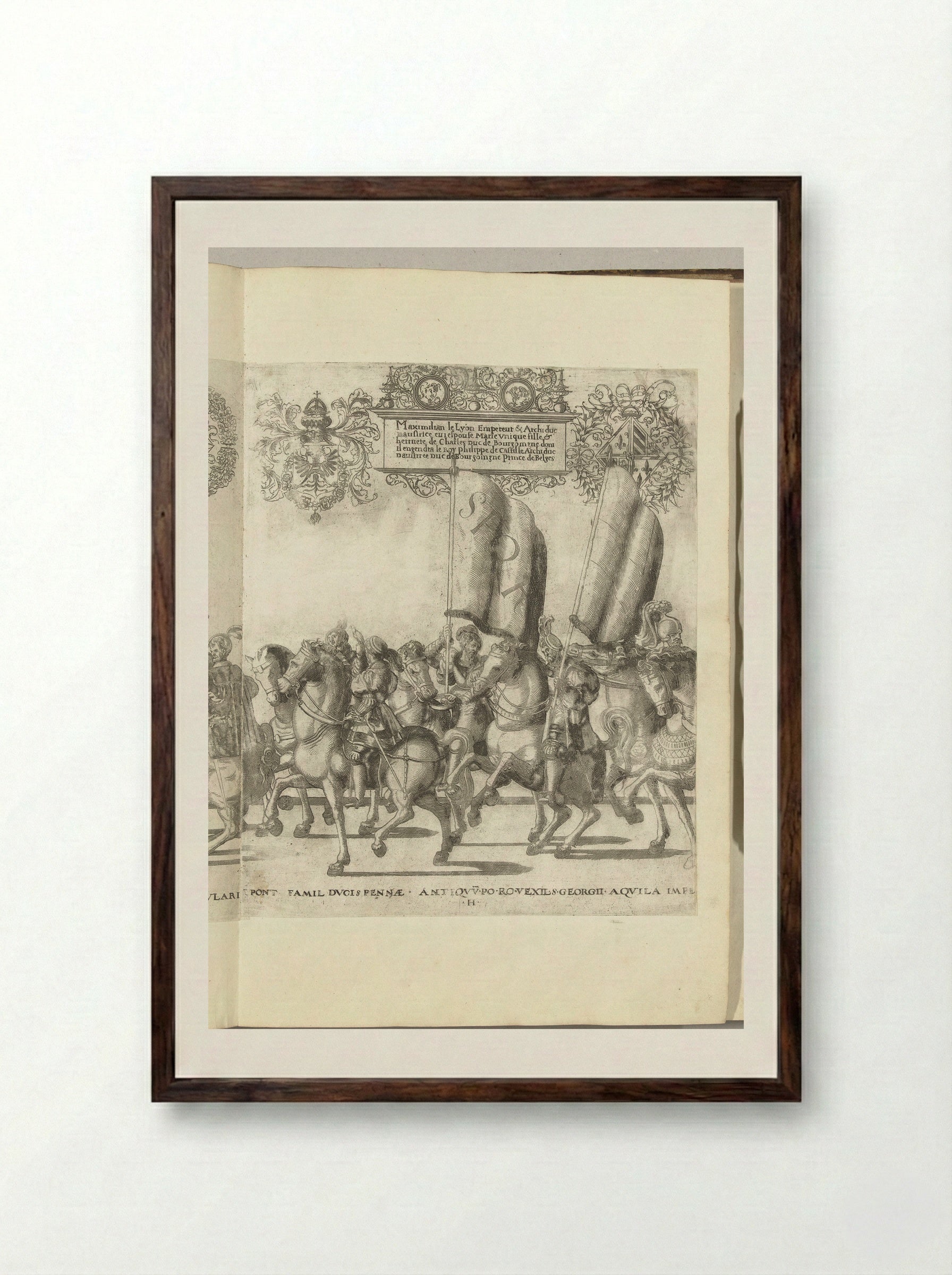 Vaandeldragers SPQR, plaat H - Nicolaas Hogenberg - Framed Print Dark Wood