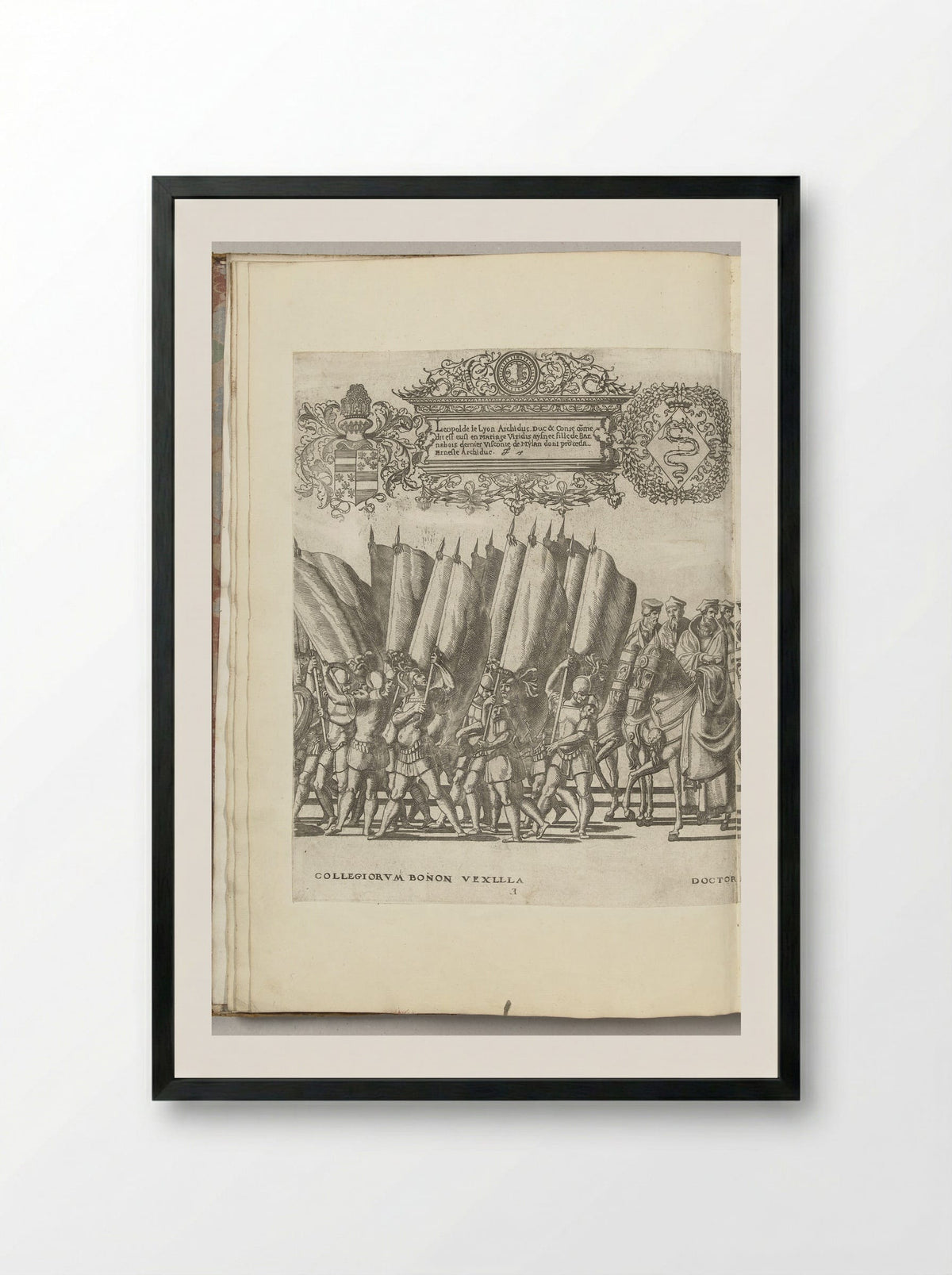 Vaandeldragers en geleerden, plaat E - Nicolaas Hogenberg - Framed Print Black