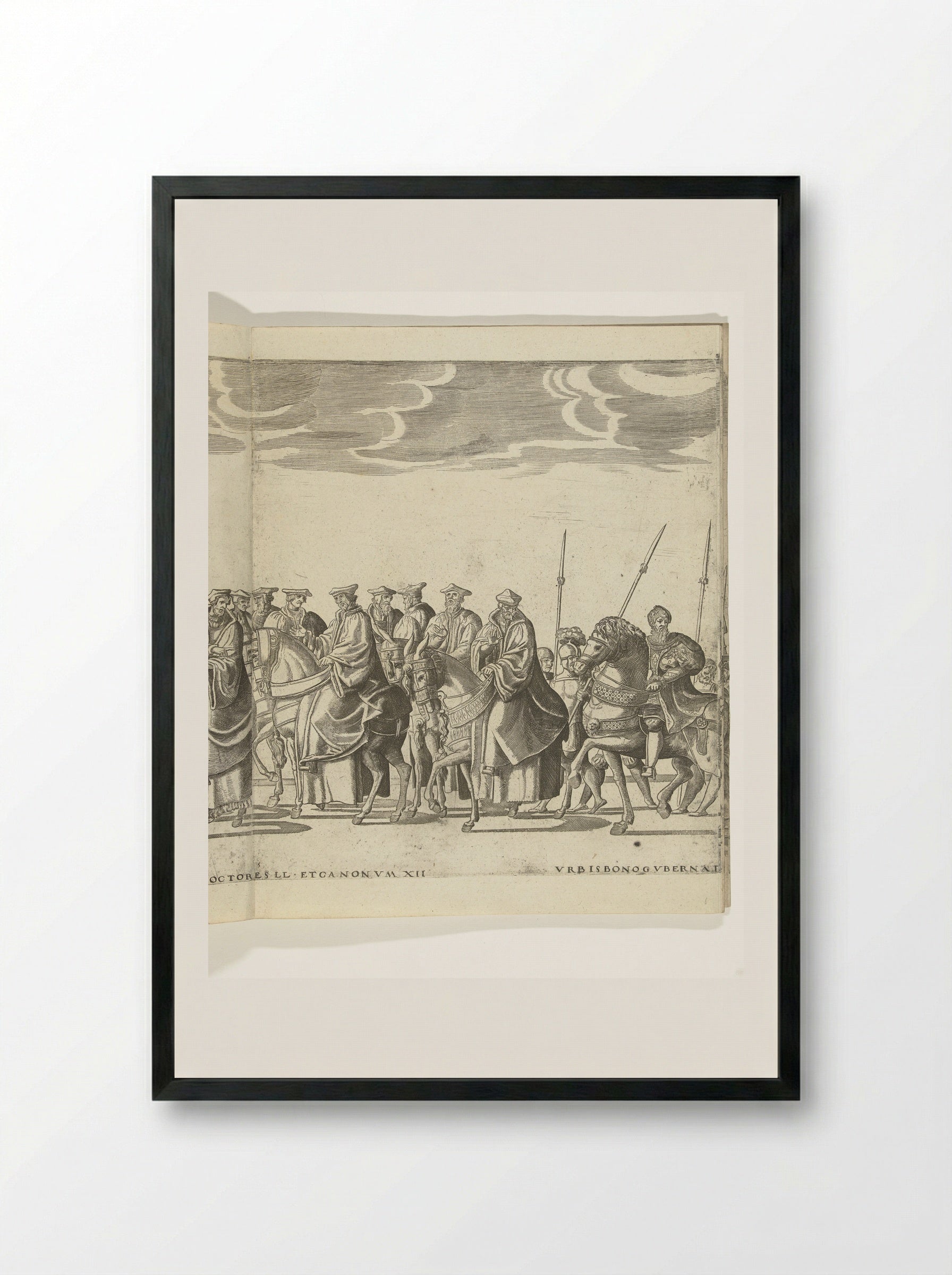 Vaandeldragers en kanunninken, plaat 5 - Nicolaas Hogenberg - Framed Print Black