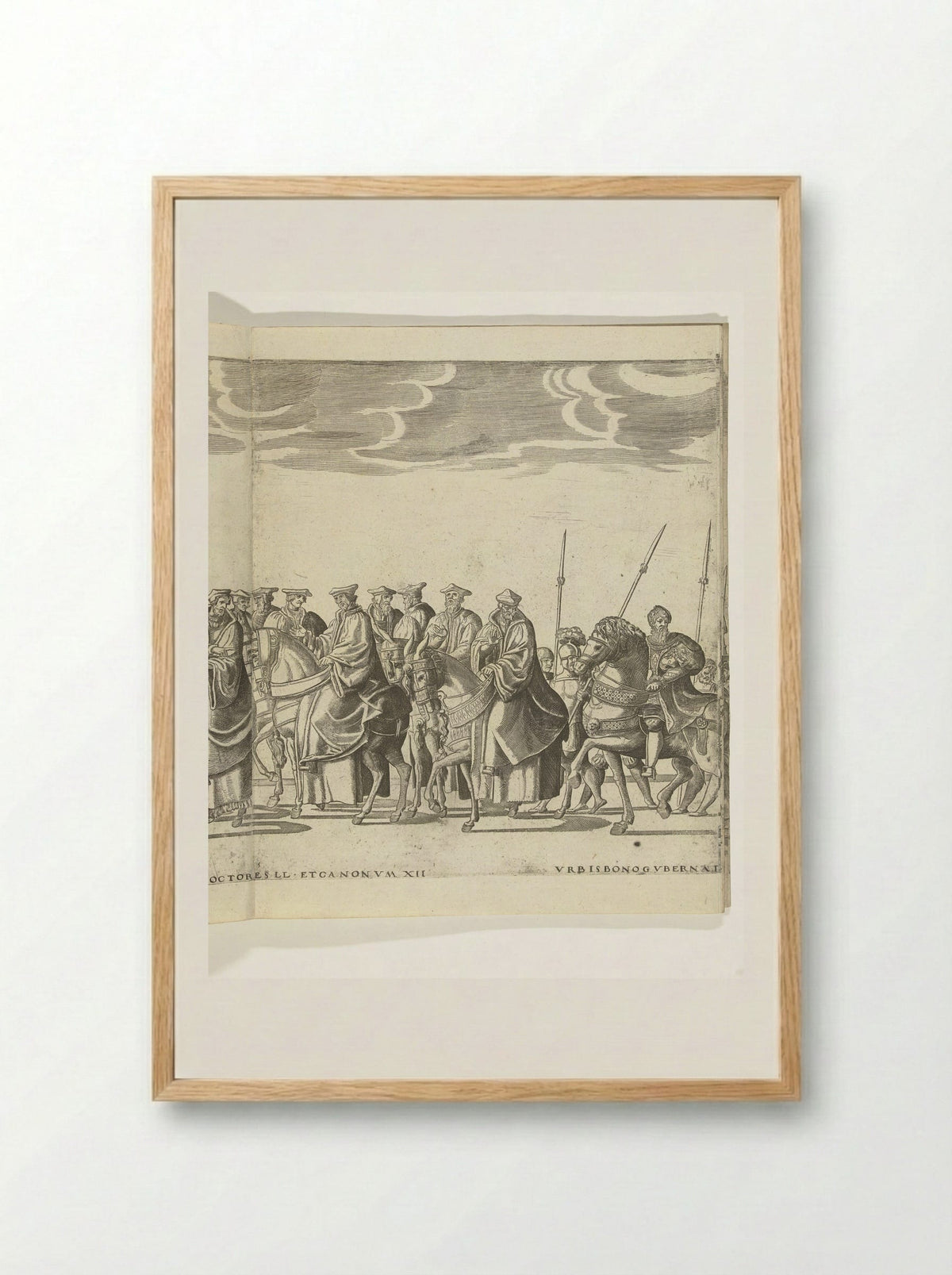 Vaandeldragers en kanunninken, plaat 5 - Nicolaas Hogenberg - Framed Print Wood