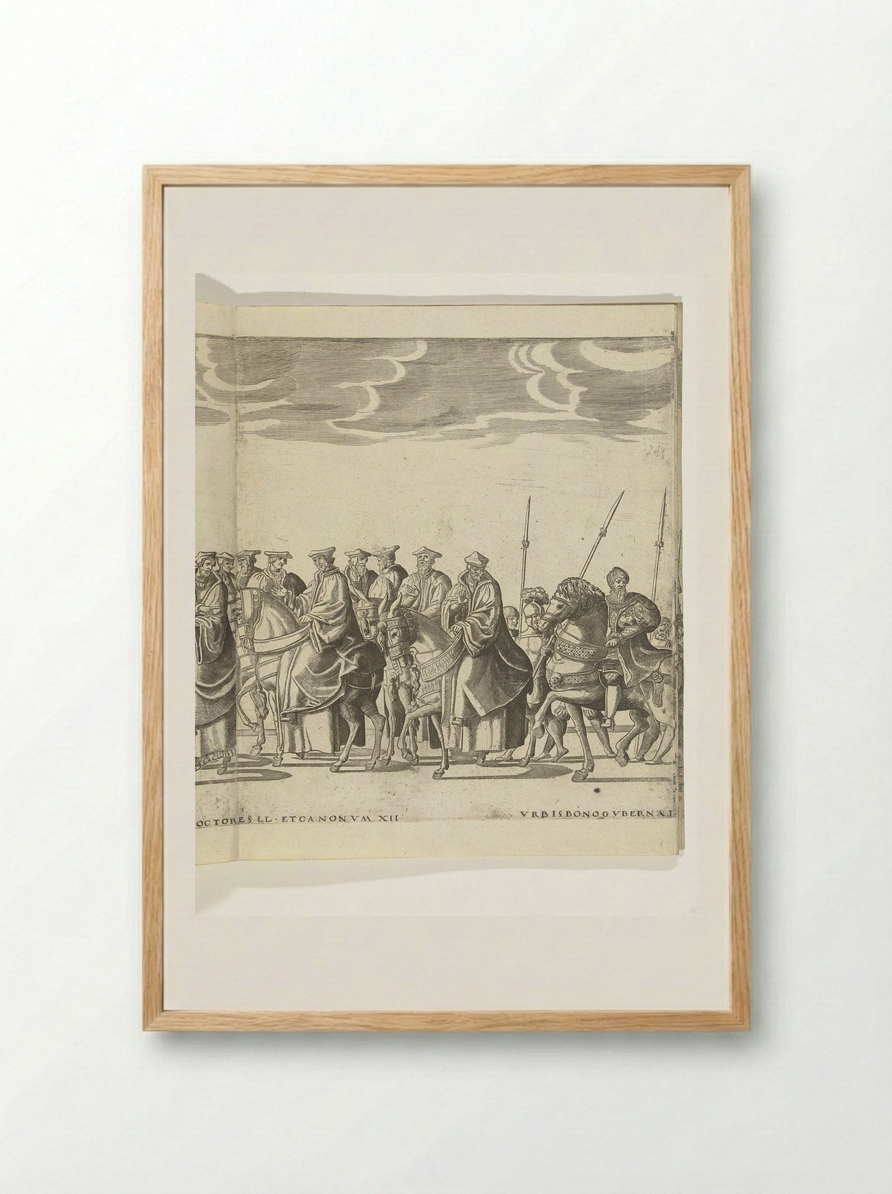 Vaandeldragers en kanunninken, plaat 5 - Nicolaas Hogenberg - Framed Print Wood