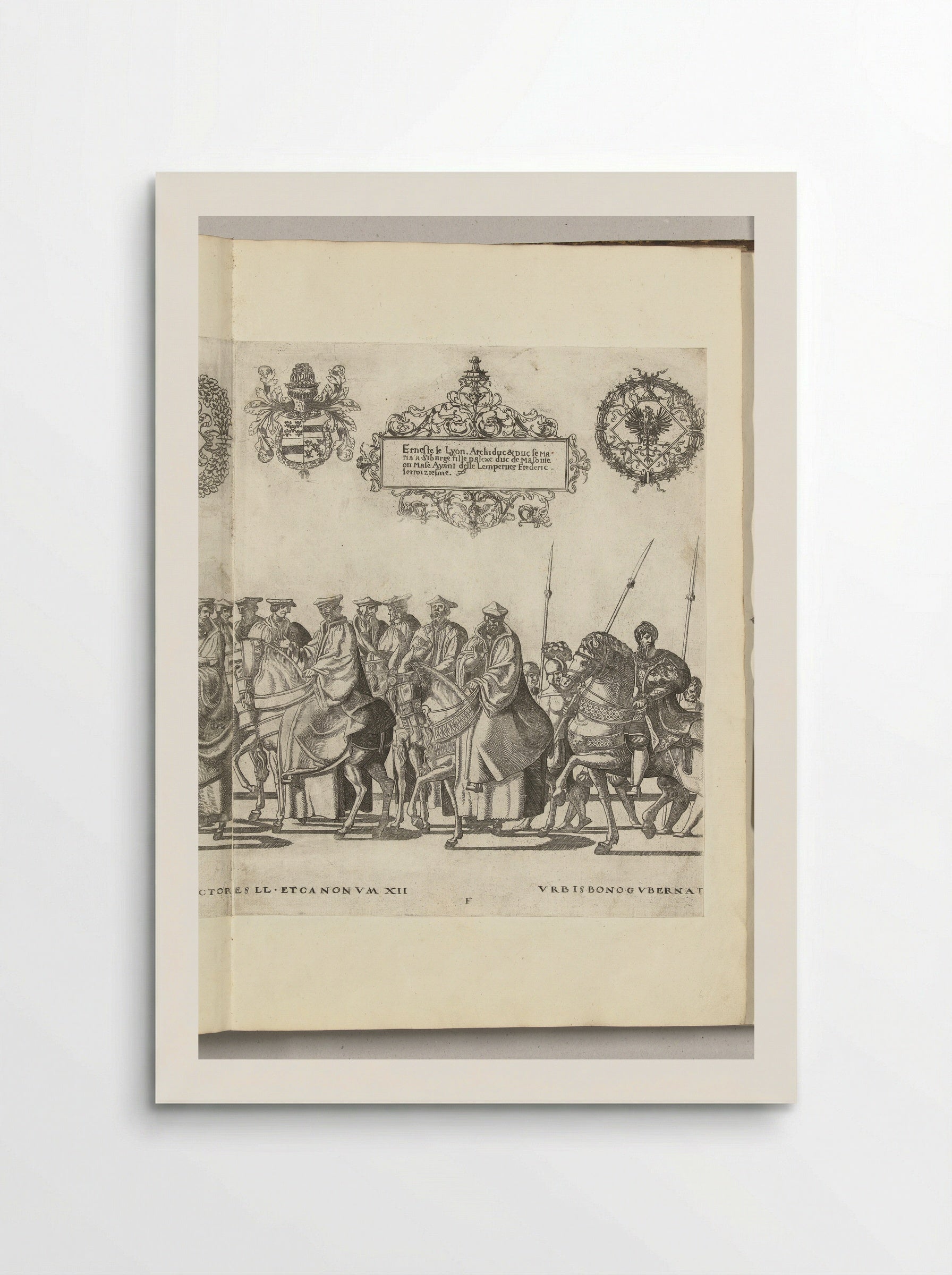 Vaandeldragers en kanunninken, plaat F - Nicolaas Hogenberg - Poster