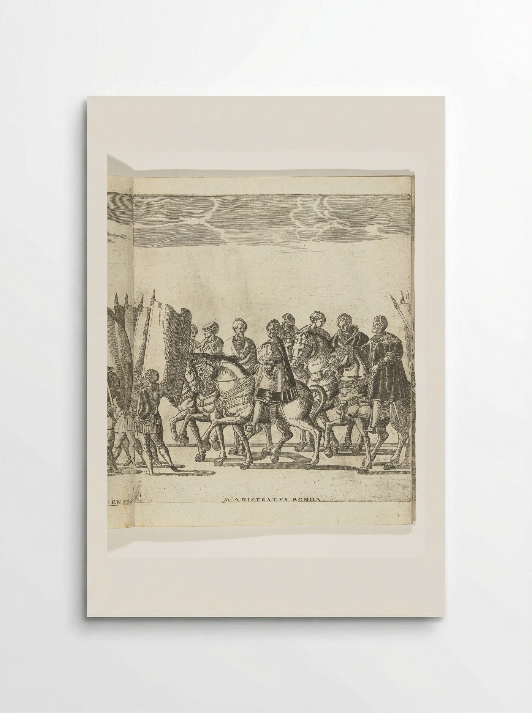 Vaandeldragers en magistraten, plaat 3 - Nicolaas Hogenberg - Poster