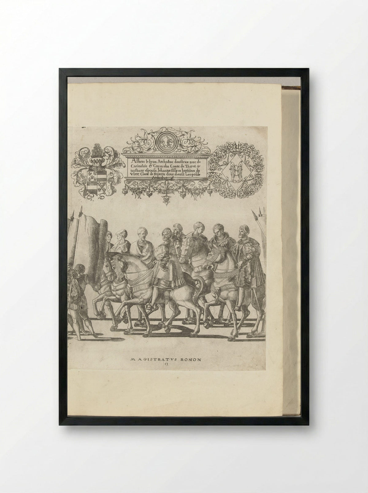 Vaandeldragers en magistraten, plaat D - Nicolaas Hogenberg - Framed Print Black