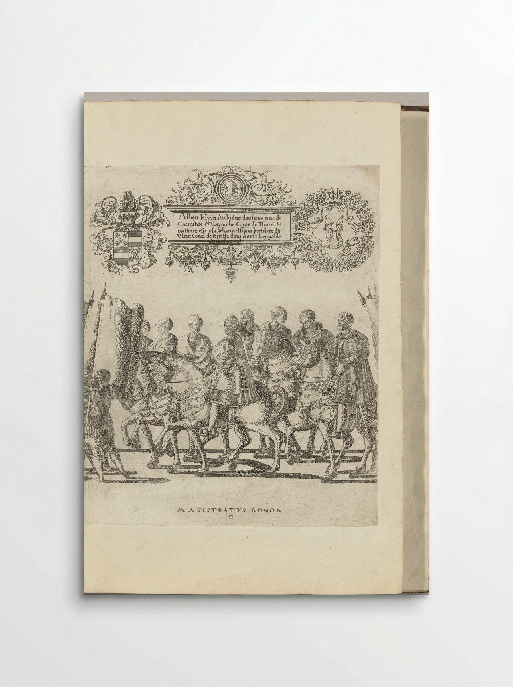 Vaandeldragers en magistraten, plaat D - Nicolaas Hogenberg - Poster