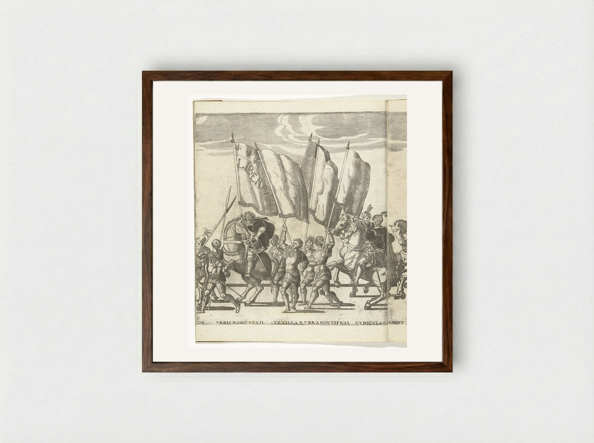 Vaandeldragers, plaat 6 - Nicolaas Hogenberg - Framed Print Dark Wood