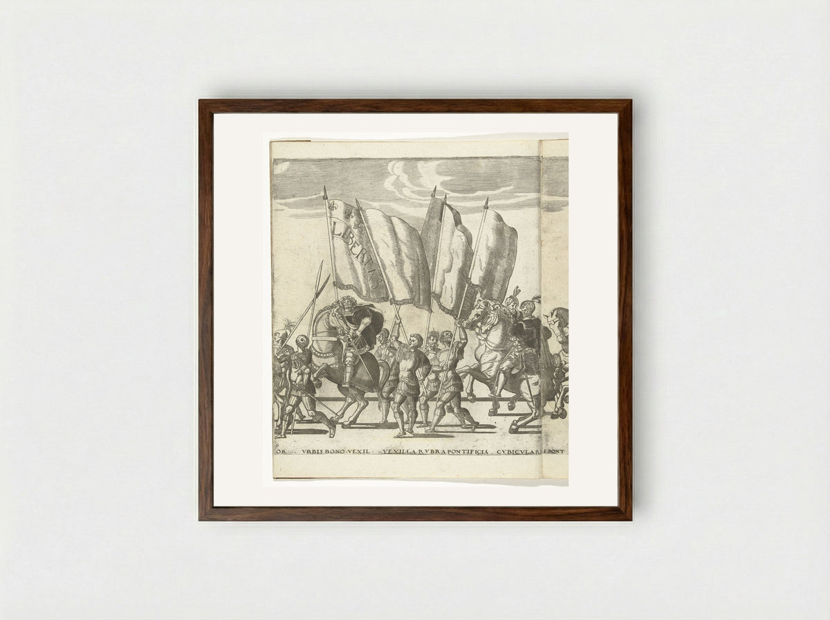 Vaandeldragers, plaat 6 - Nicolaas Hogenberg - Framed Print Dark Wood
