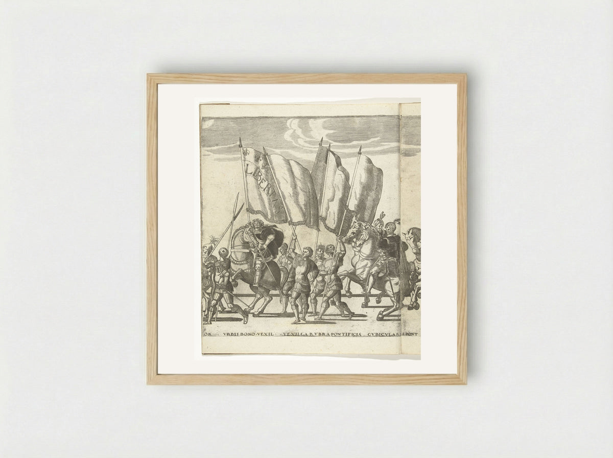 Vaandeldragers, plaat 6 - Nicolaas Hogenberg - Framed Print Wood