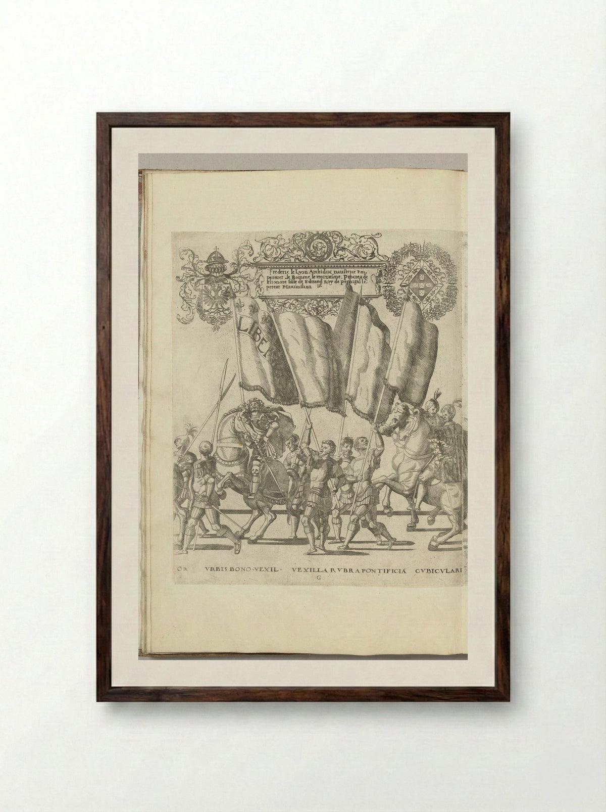 Vaandeldragers, plaat G - Nicolaas Hogenberg - Framed Print Dark Wood