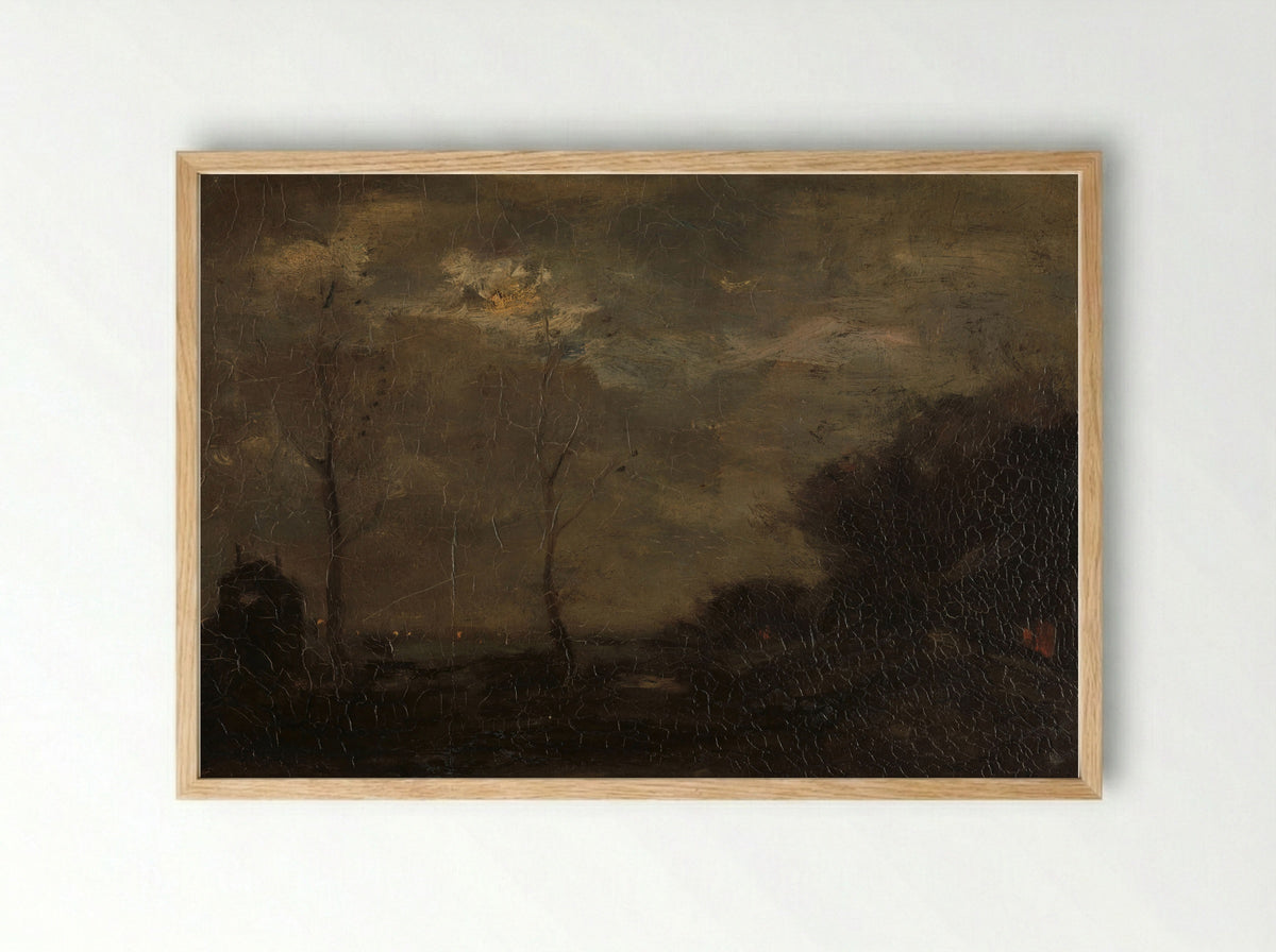 Vaart bij maanlicht - Jacob Maris - Framed Print Wood