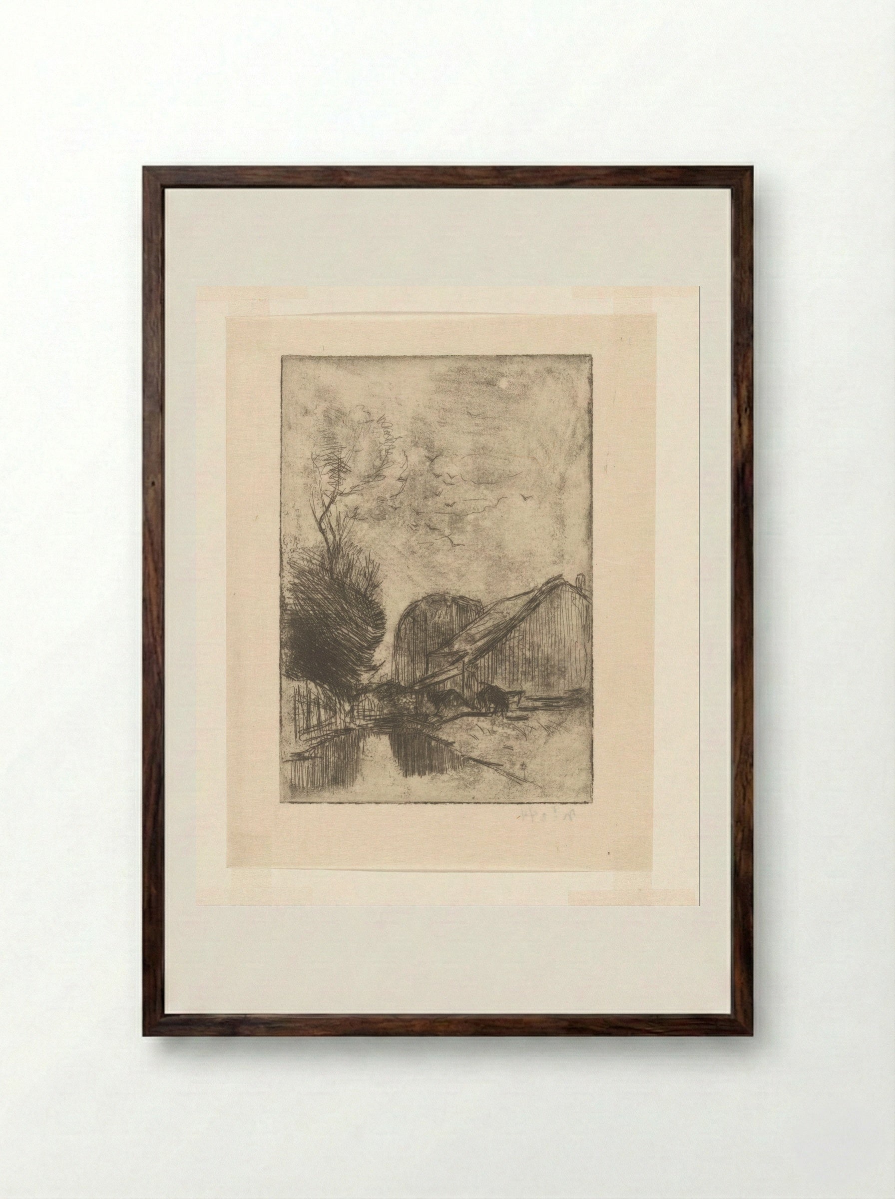 Vaart met gebouwen - Philip Zilcken - Framed Print Dark Wood