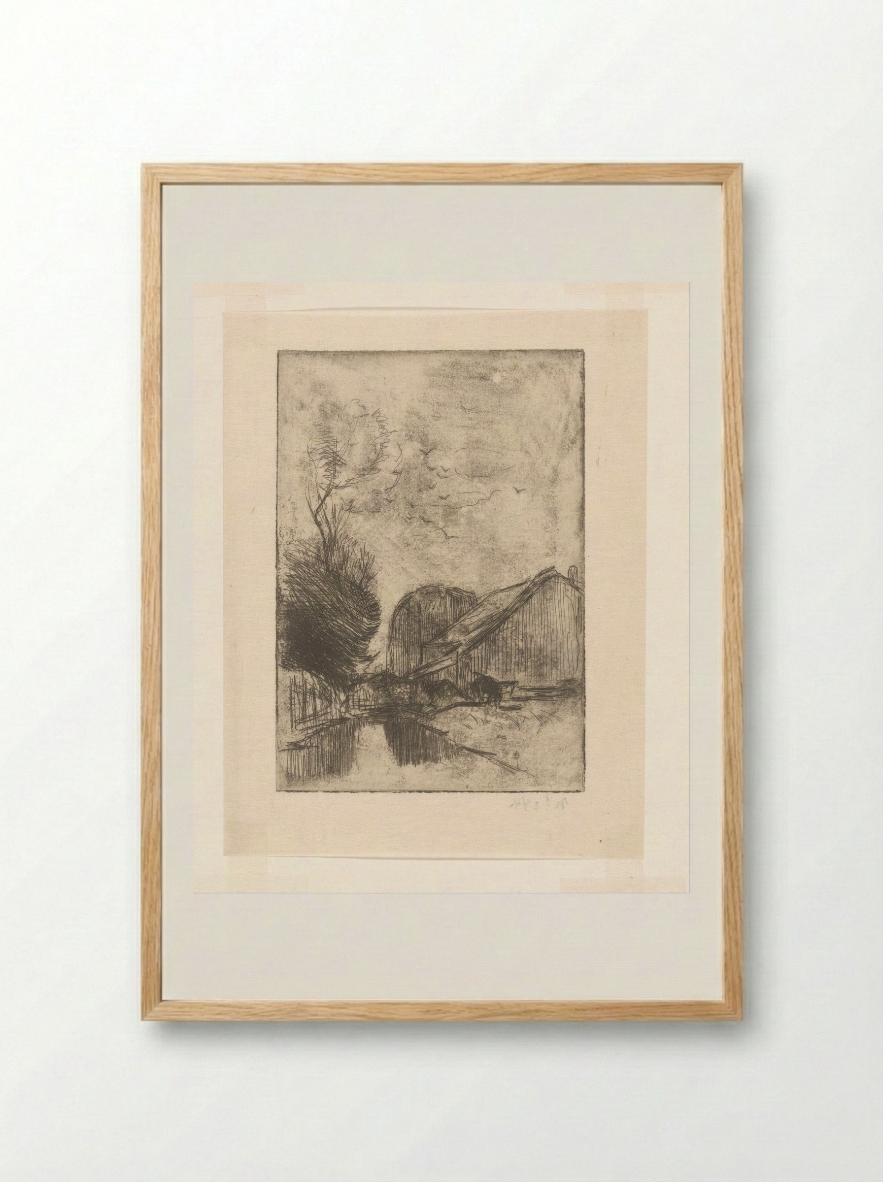 Vaart met gebouwen - Philip Zilcken - Framed Print Wood