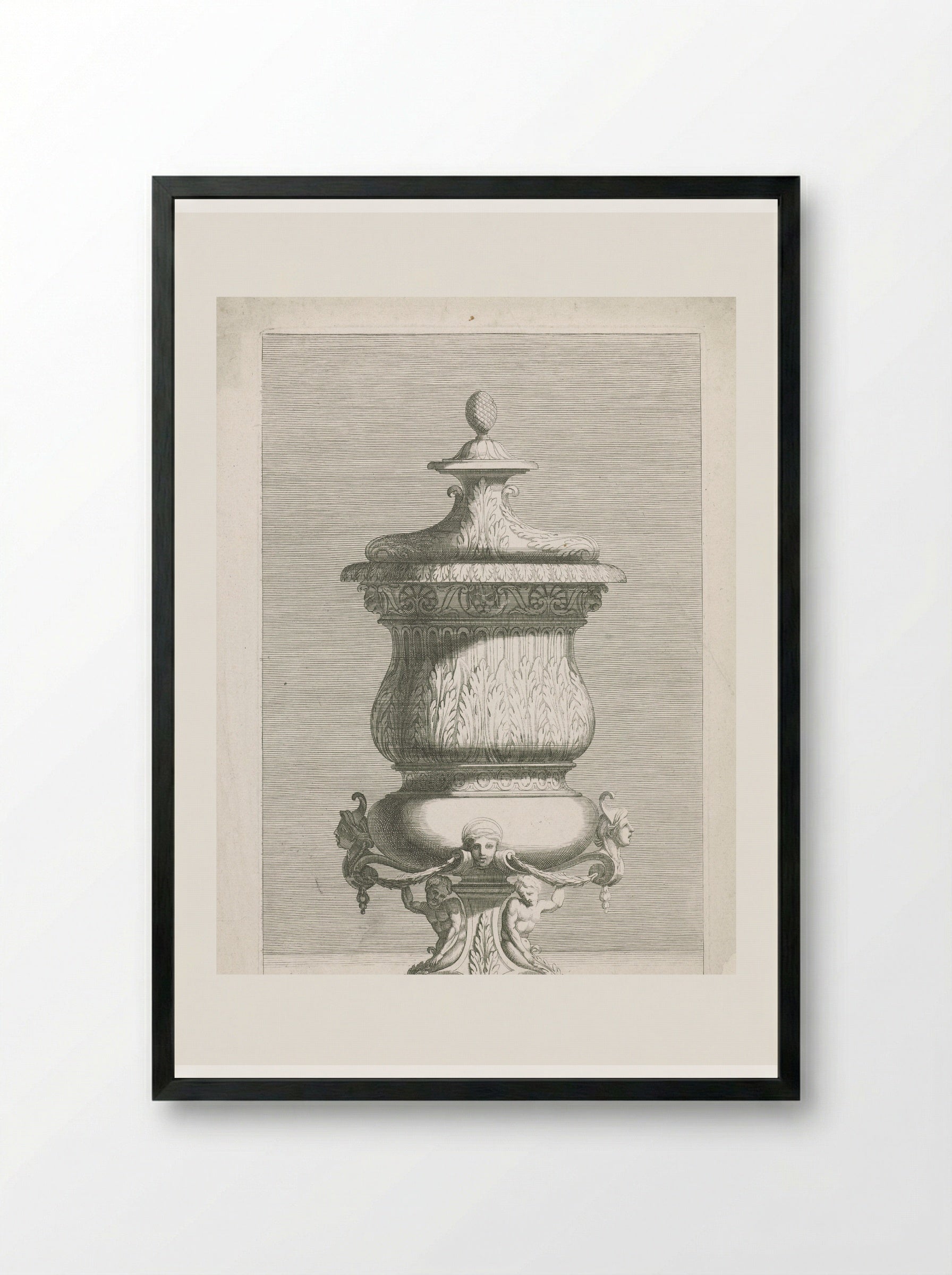 Vaas met deksel op voet - Gérard Audran - Framed Print Black
