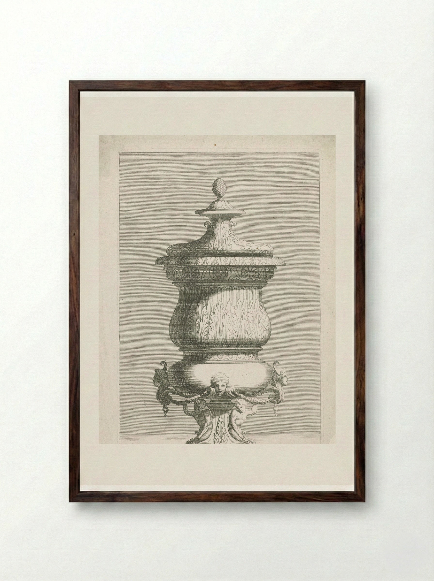 Vaas met deksel op voet - Gérard Audran - Framed Print Dark Wood